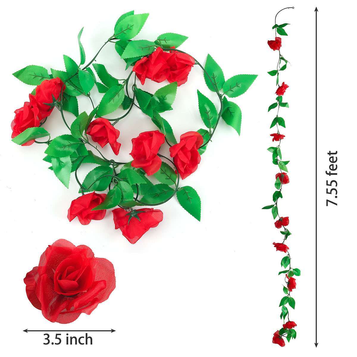 3Pack 7.5Ft Flower Garland Fake Rose Vine Artificial Flower Hanging Ivy Floral
