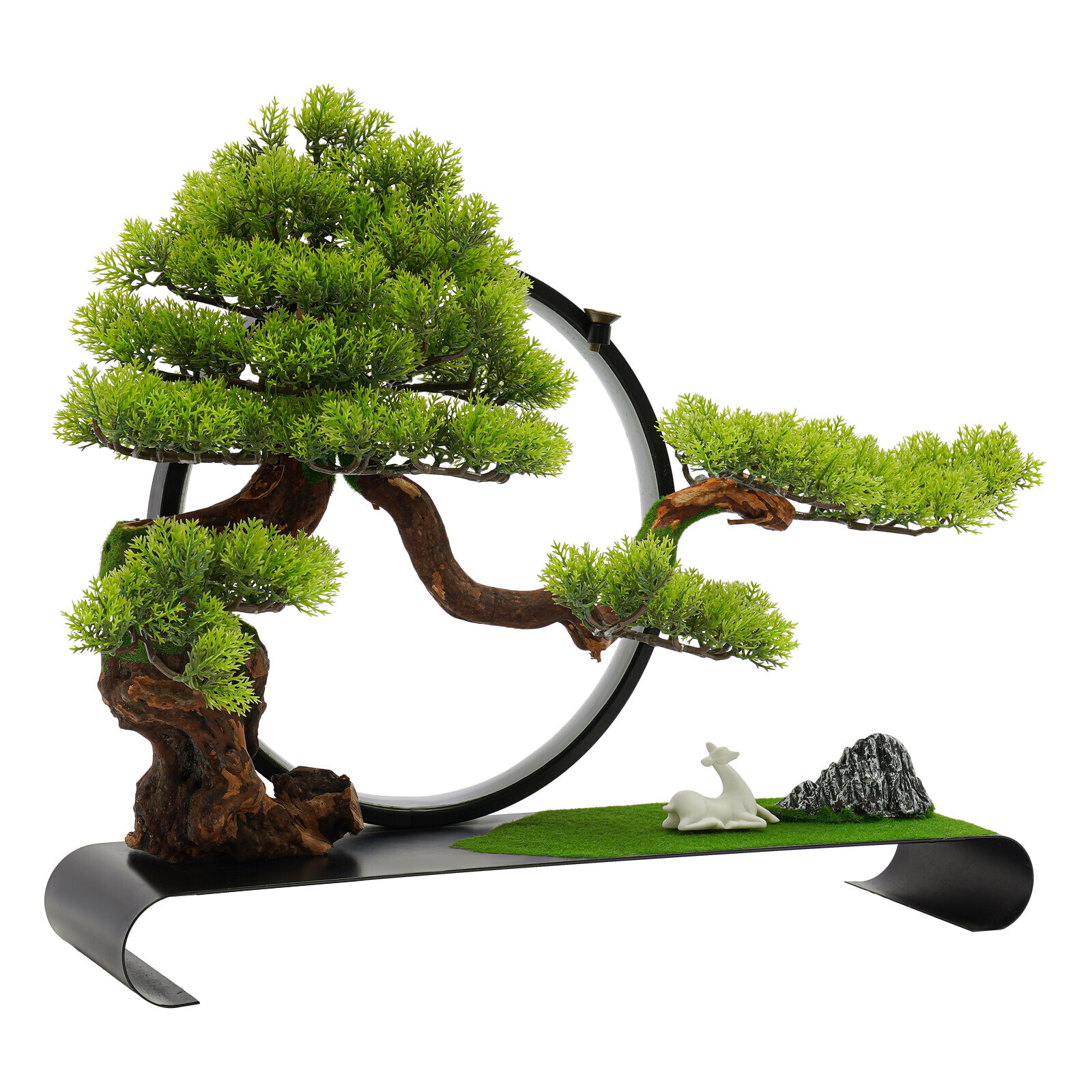 Zen Artificial Pine Tree with LED Light Ring for Backflow Incense