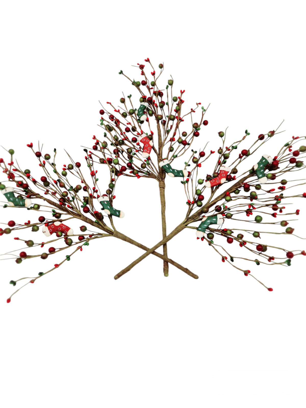 Red Green Color Artificial Berry Picks Christmas Stocking Spray Home Decor N622