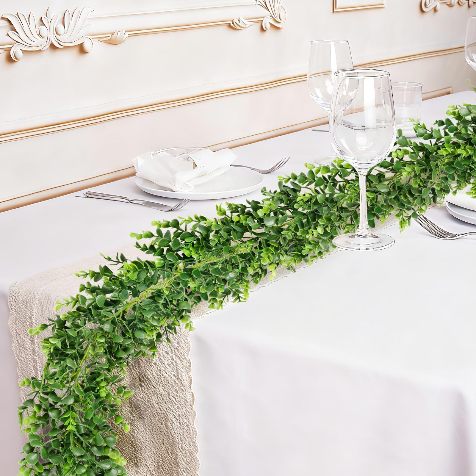 6FT Artificial Boxwood Garland, Faux Vines Hanging Plant Greenery Garland for…