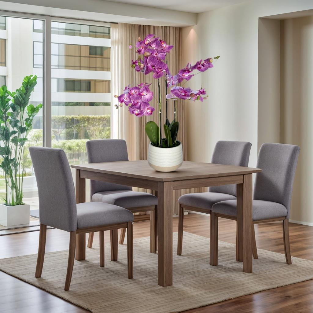Faux Orchid Flower Arrangement Ceramic Pot Artificial Plant Home Decoration