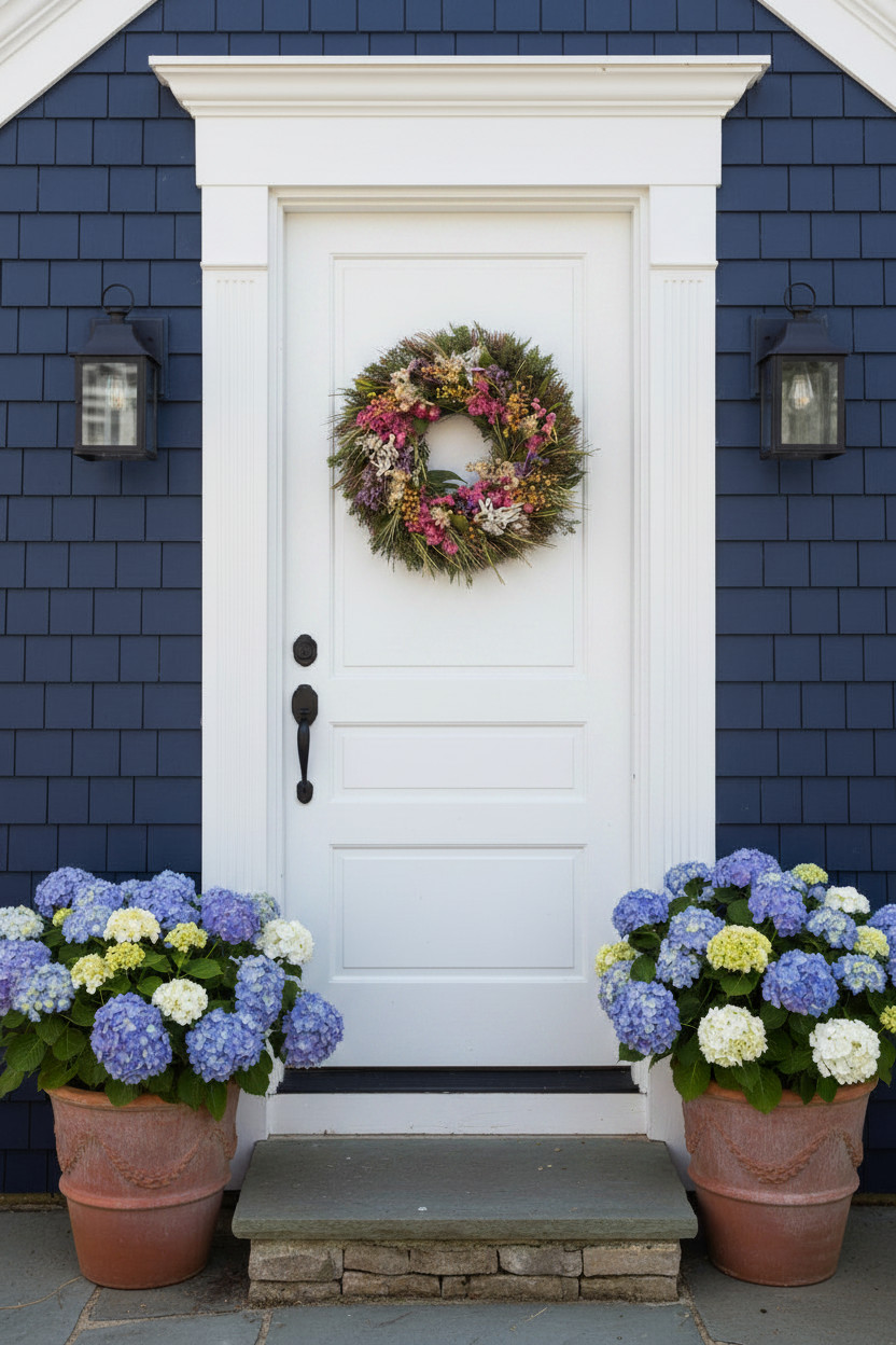 18″ Dried Floral Wreath with Sage Pink Purple White Flowers Front Door Decor