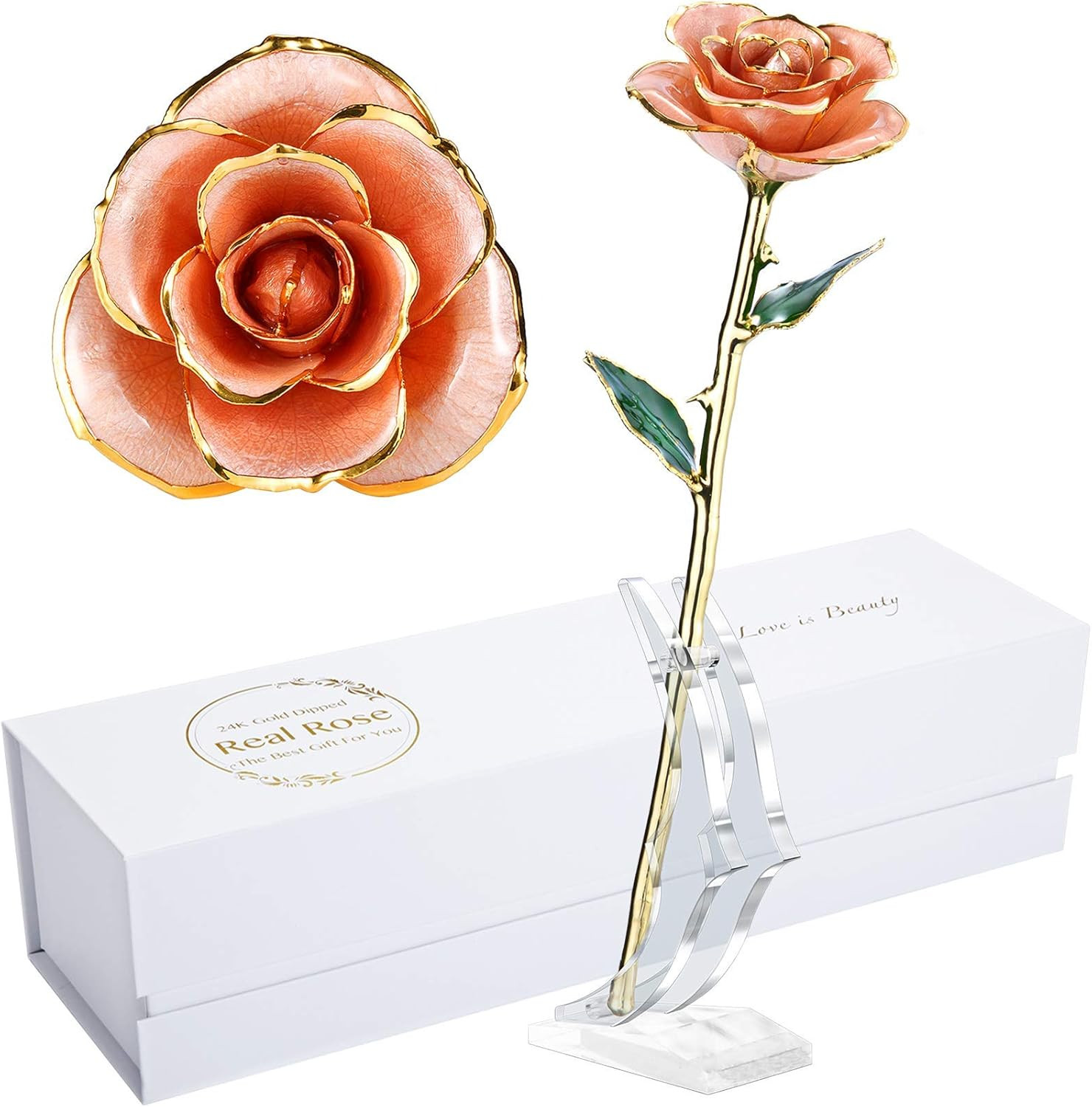 24K Gold Rose, Gold Dipped Rose Made from Real Rose Best Gifts for Her and Great