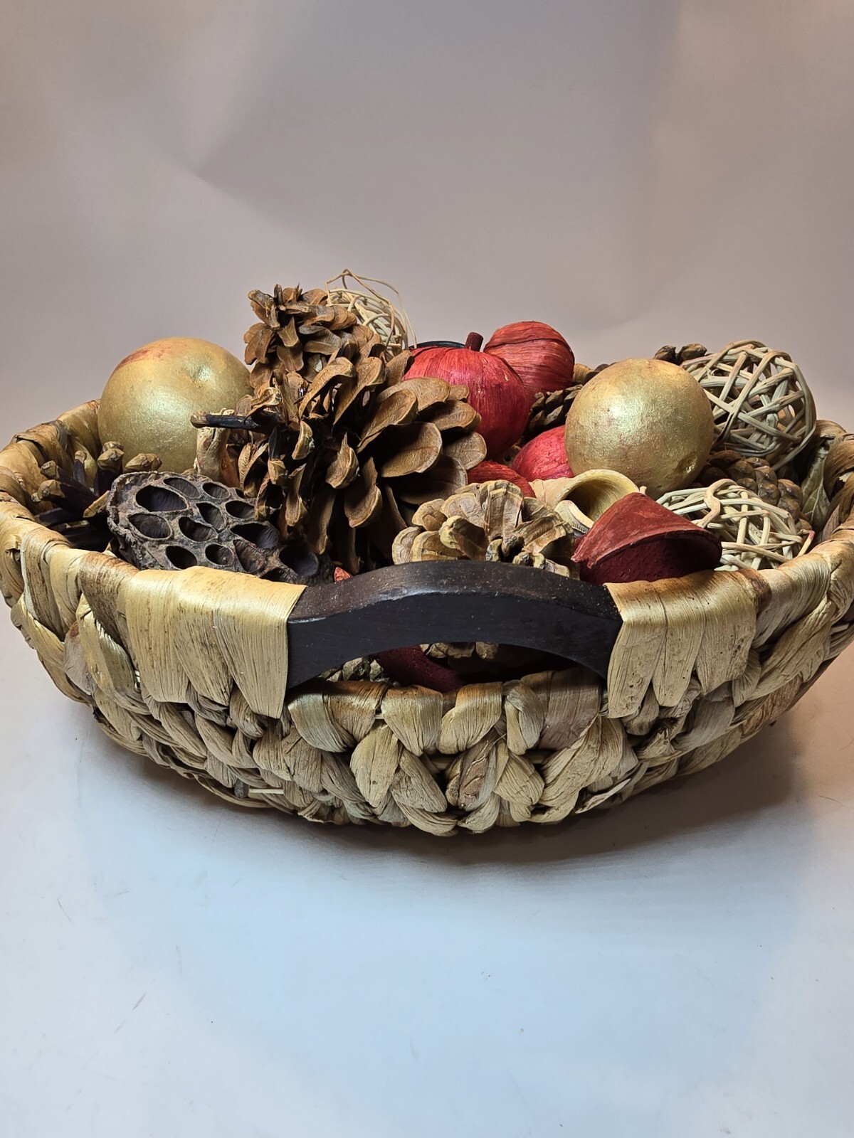 Rustic Forest Jumbo Artificial Bowl Filler w/basket Holiday Decor Potpourri