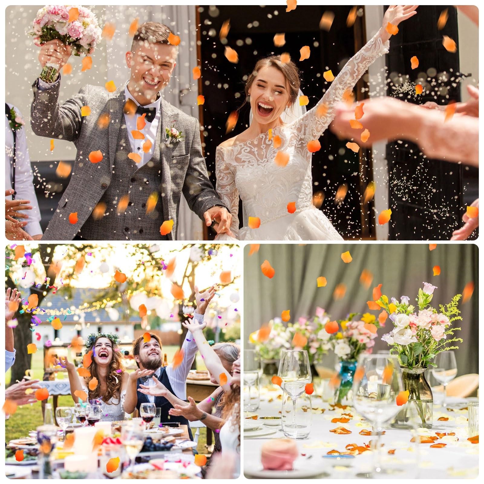 3000 PCS Orange Yellow Artificial Rose Petals Wedding Flower Decor Supplies