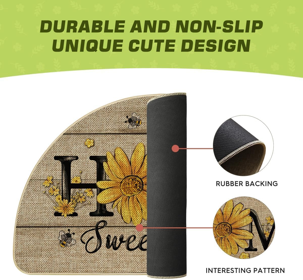 Bee Sunflower Daisy Home Sweet Home Summer Home Decor Low-Profile Switch Rug Doo