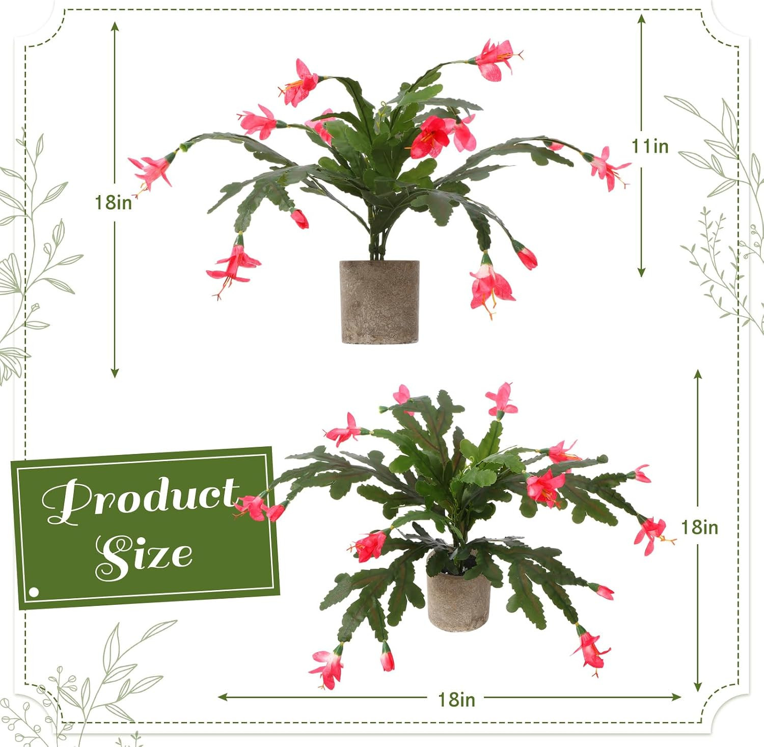6 Pack Pink Artificial Christmas Cactus Flowers for Home & Office Decor