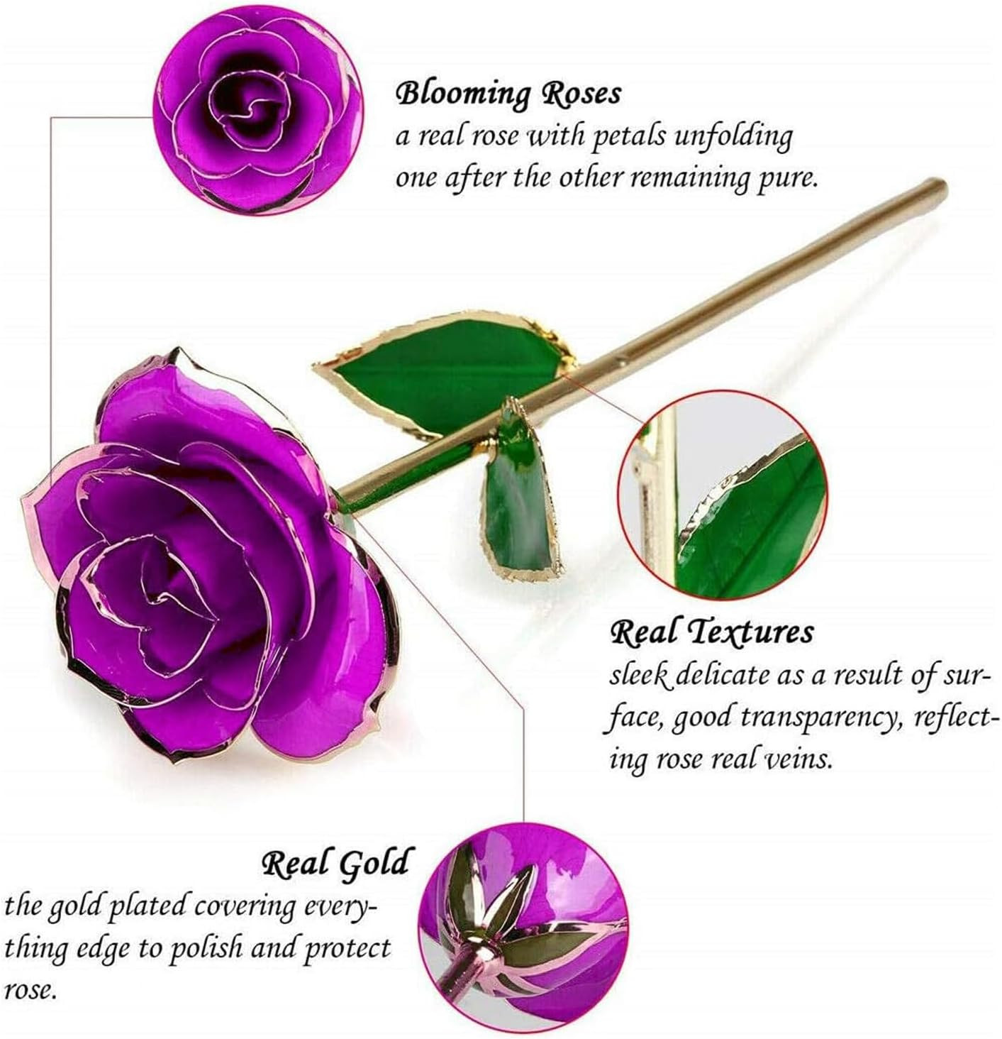 ENJOYPRO Valentines Day Gifts for Her, Real Rose Dipped in 24K Gold, Preserved