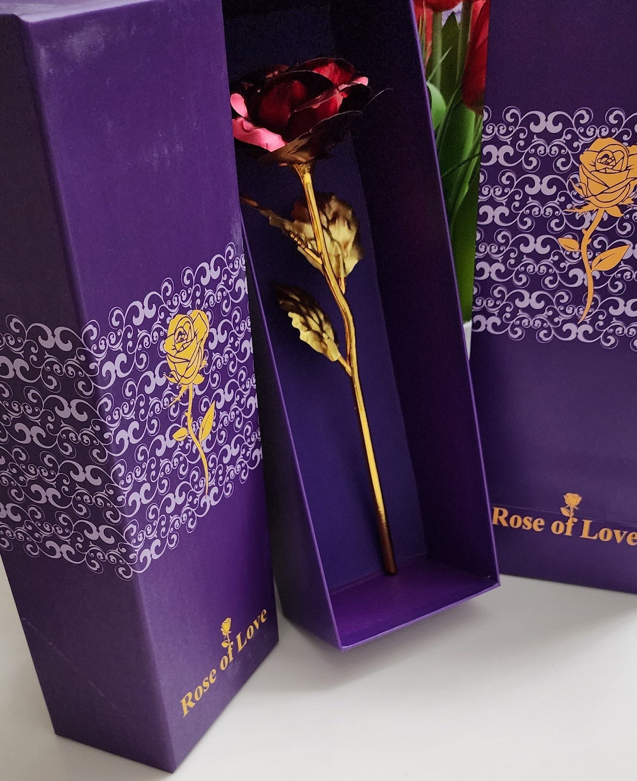 24K Forever Red Rose Gold Dipped with Gift Box for Valentine, Wife, Birthday