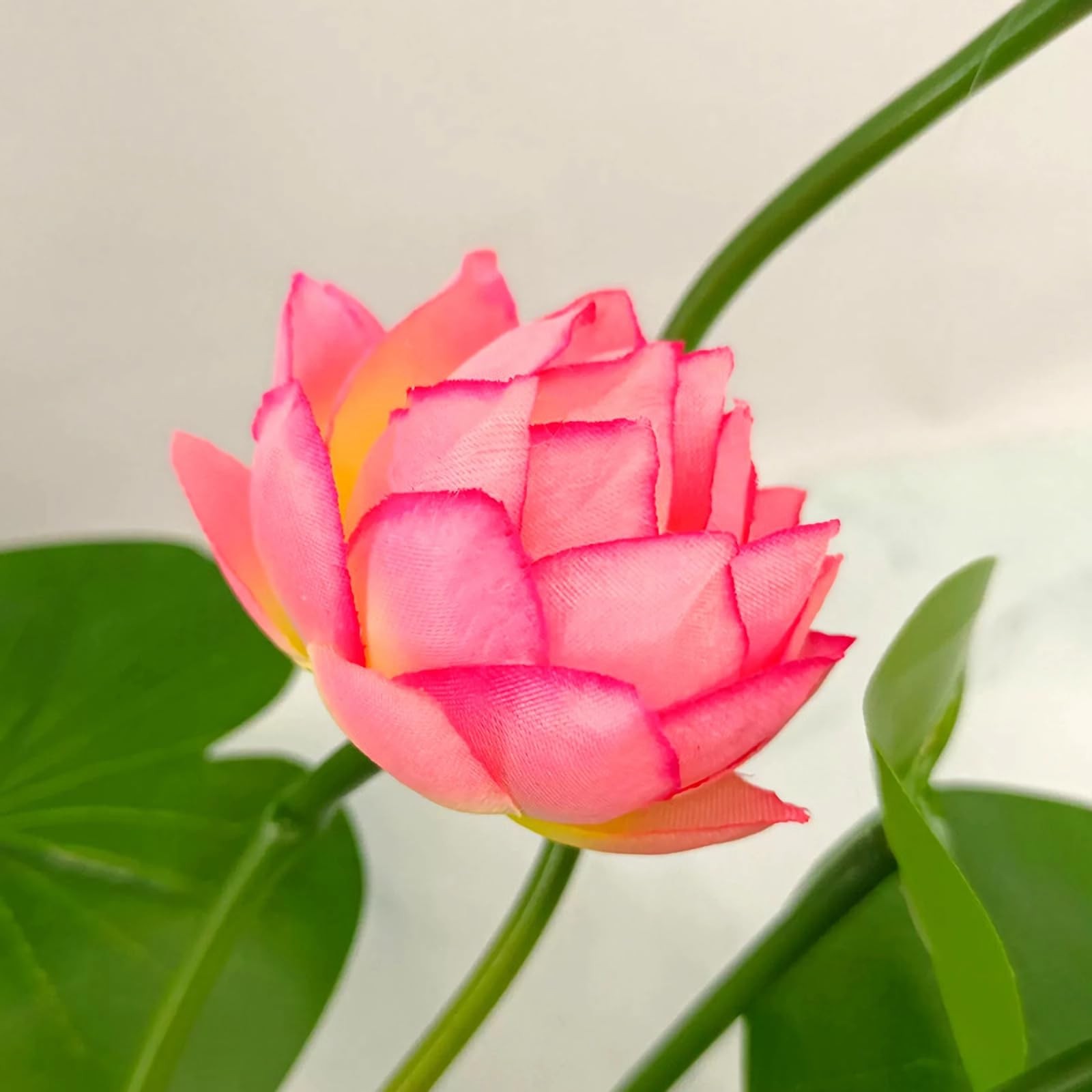 4pcs Artificial Lotus Flowers with Leaves 17″ Pink Fake Water Lily Bouquets f…