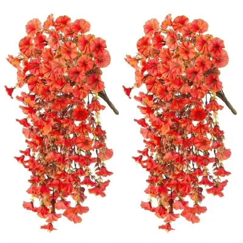 1PC Artificial Morning Glory Vines UV Resistant Hanging Flowers Outdoor Decor