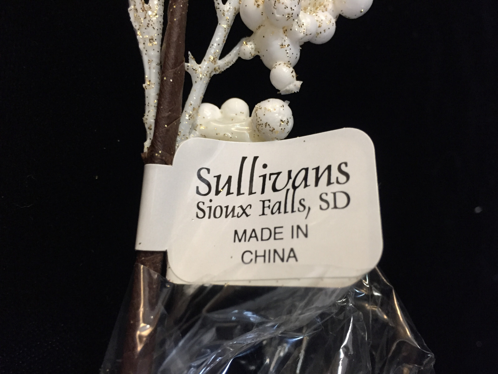 Twig Berry Spray Branch Stems 28″ Artificial White Gold Glitter Lot of 3