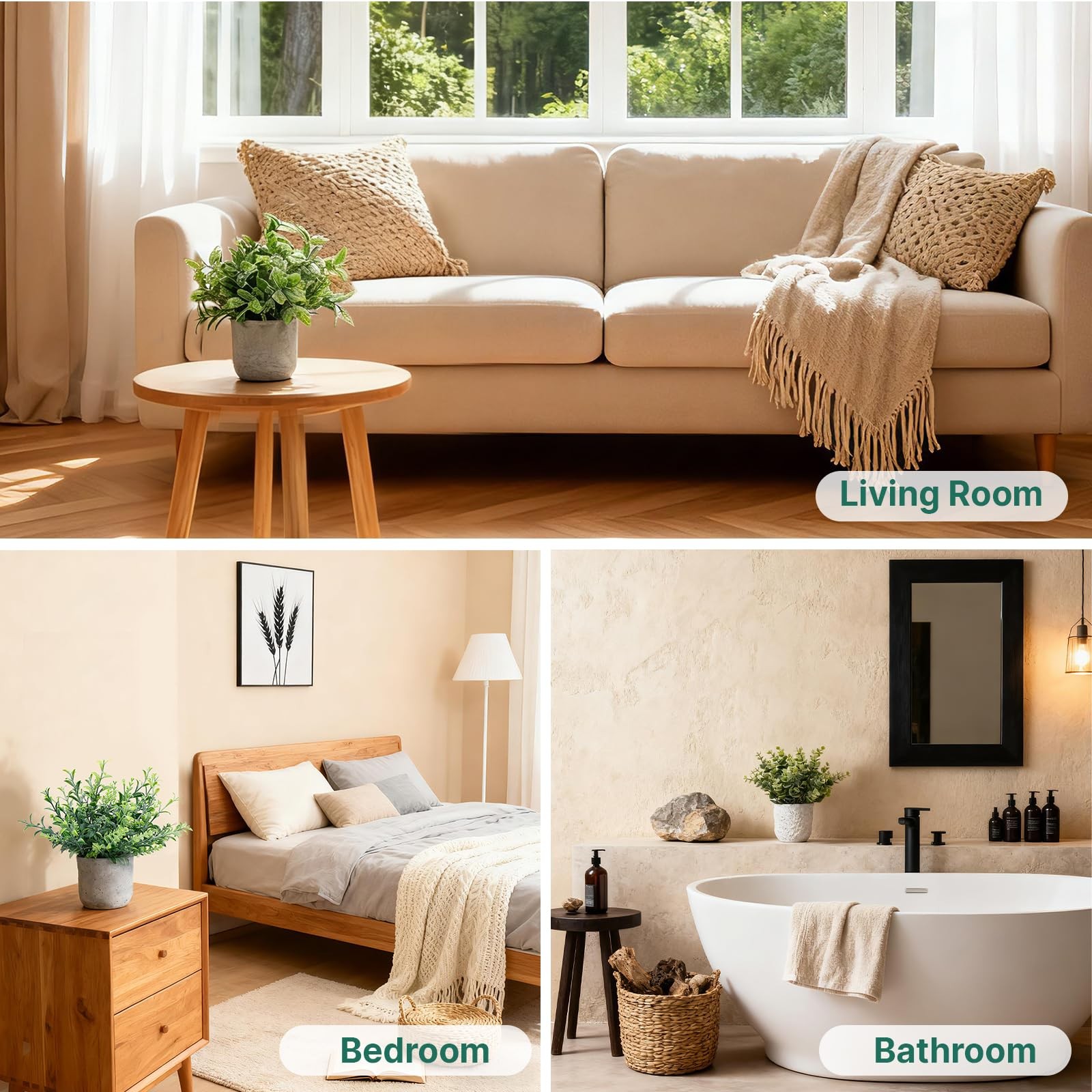 3-Pack Potted Artificial Plants, Small Eucalyptus Faux Plants for Shelf Desk …