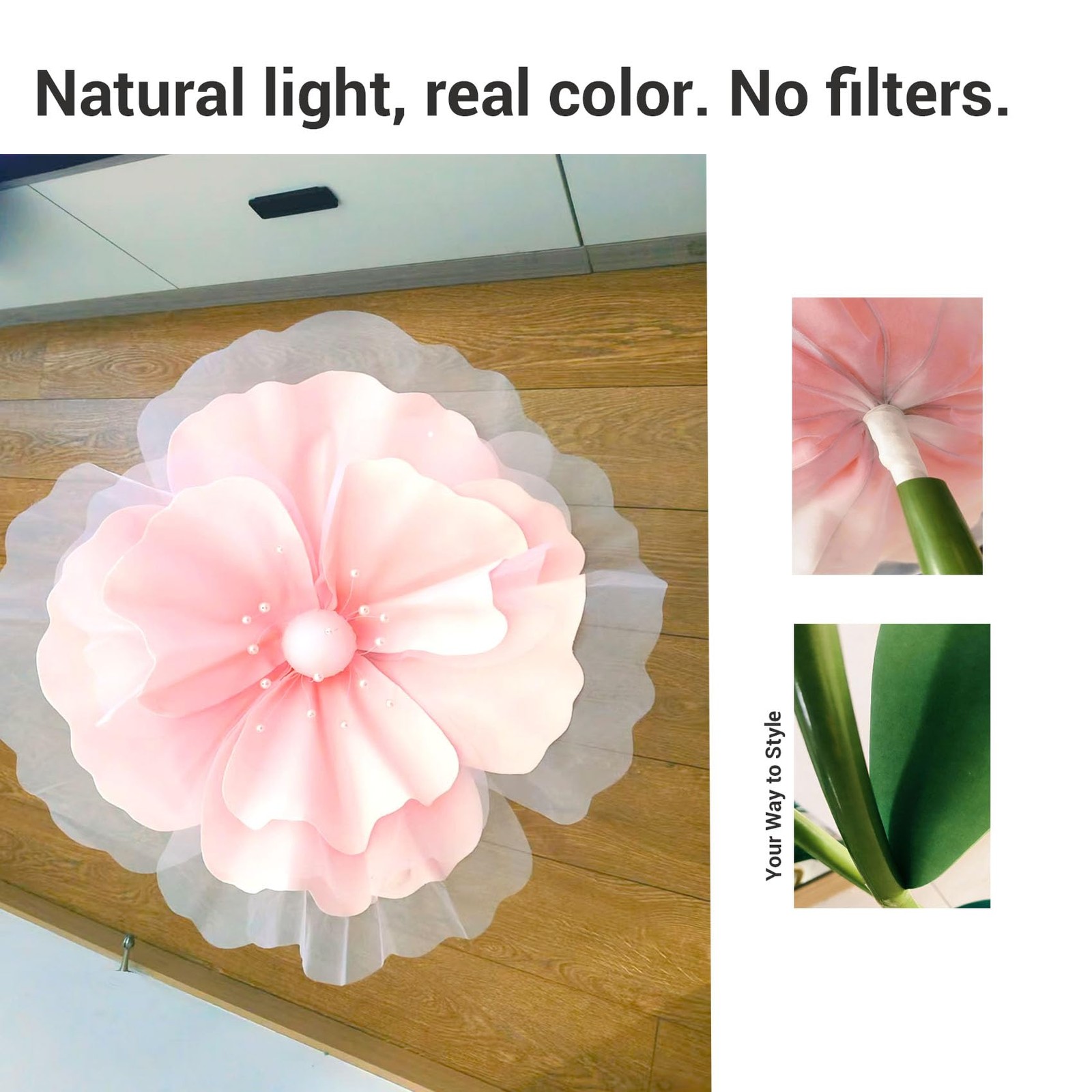 5.9FT Large Pink Artificial Flowers w/Stand, Assembly Required