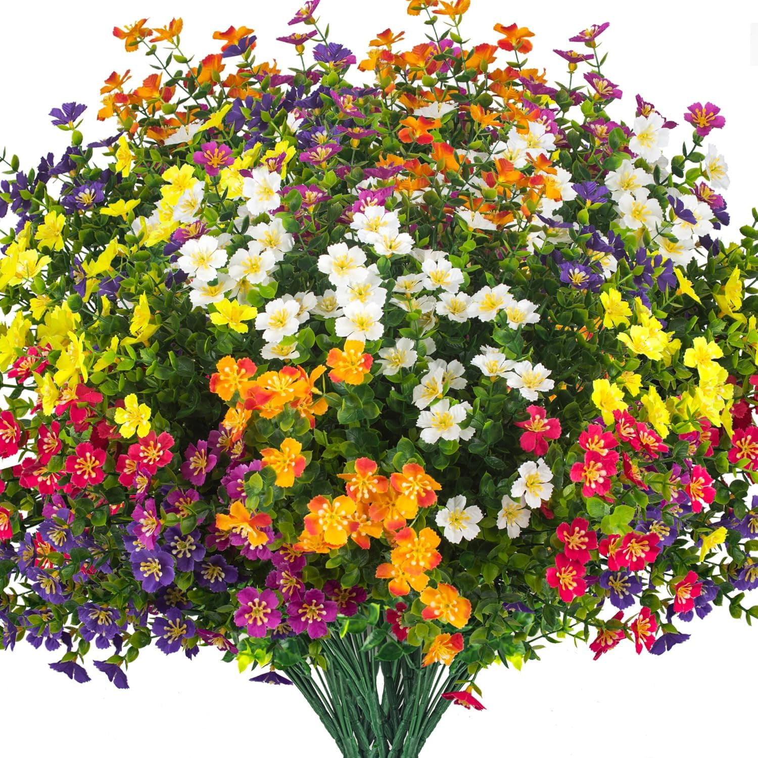 Outdoor Artificial Flowers UV Resistant & Fade Proof, 12 Pack Realistic Fake Flo