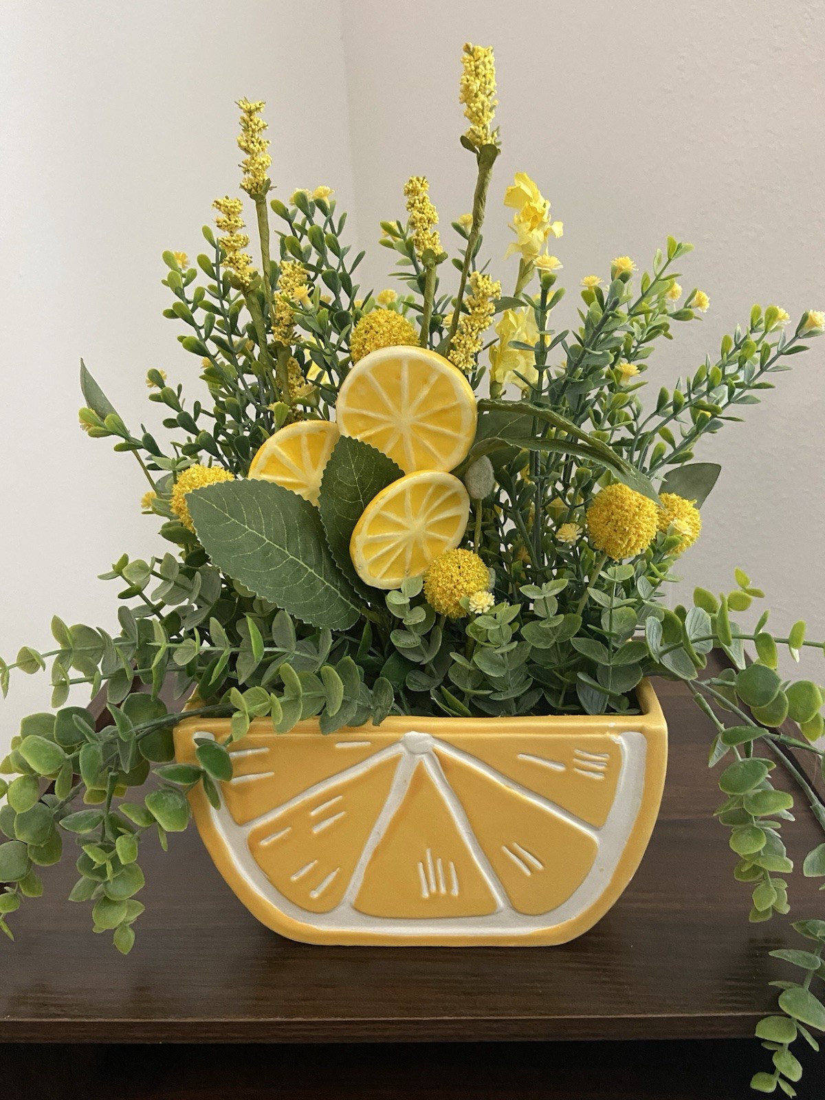 Lemon Fresh Faux Floral Arrangement – Handcrafted with Citrus Charm 🍋