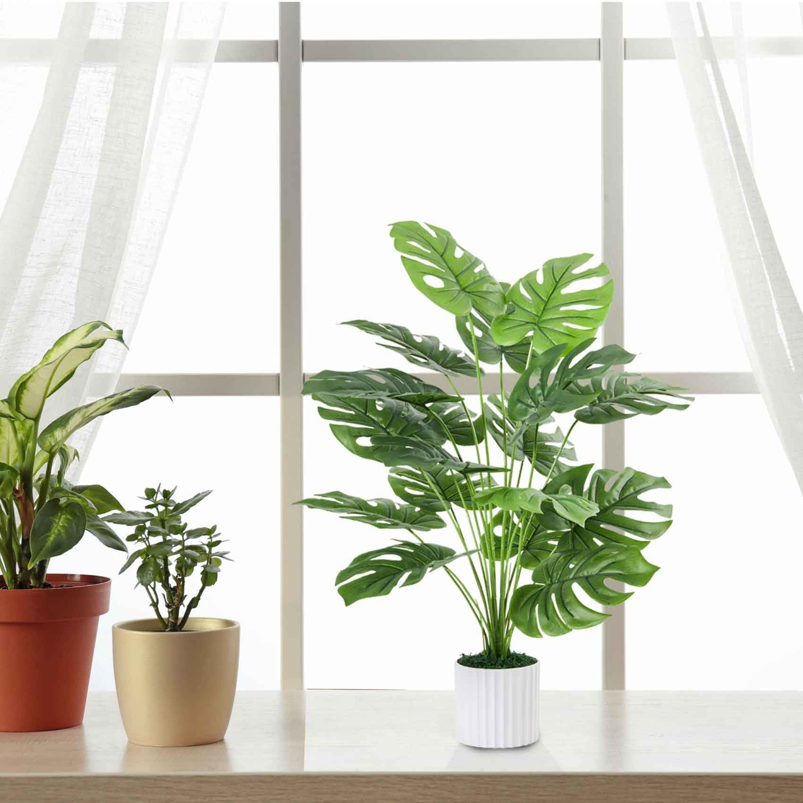 28″ Fake Plants Large, Artificial Monstera Faux Plants Indoor Tall for Floor …
