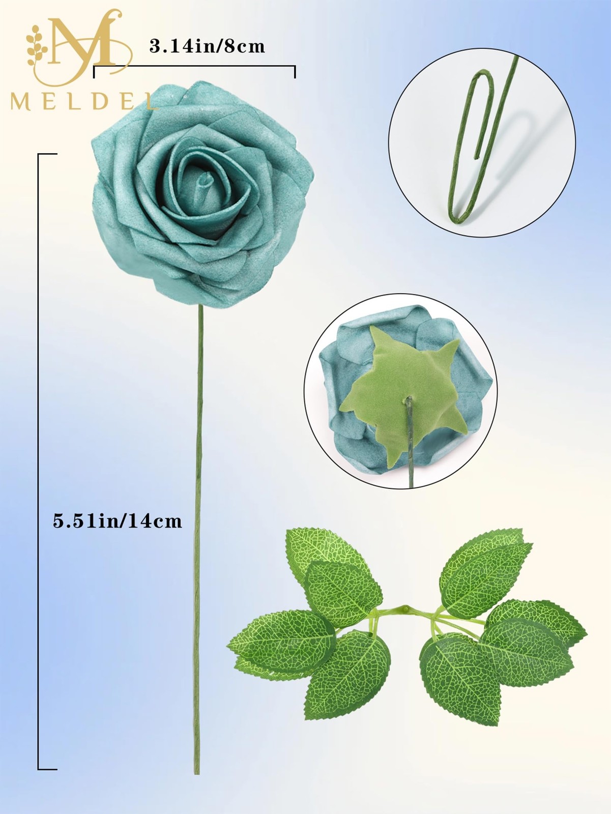 Artificial Flowers 25 Pack Dark Teal Faux Foam Roses with Stems, Real Looking…