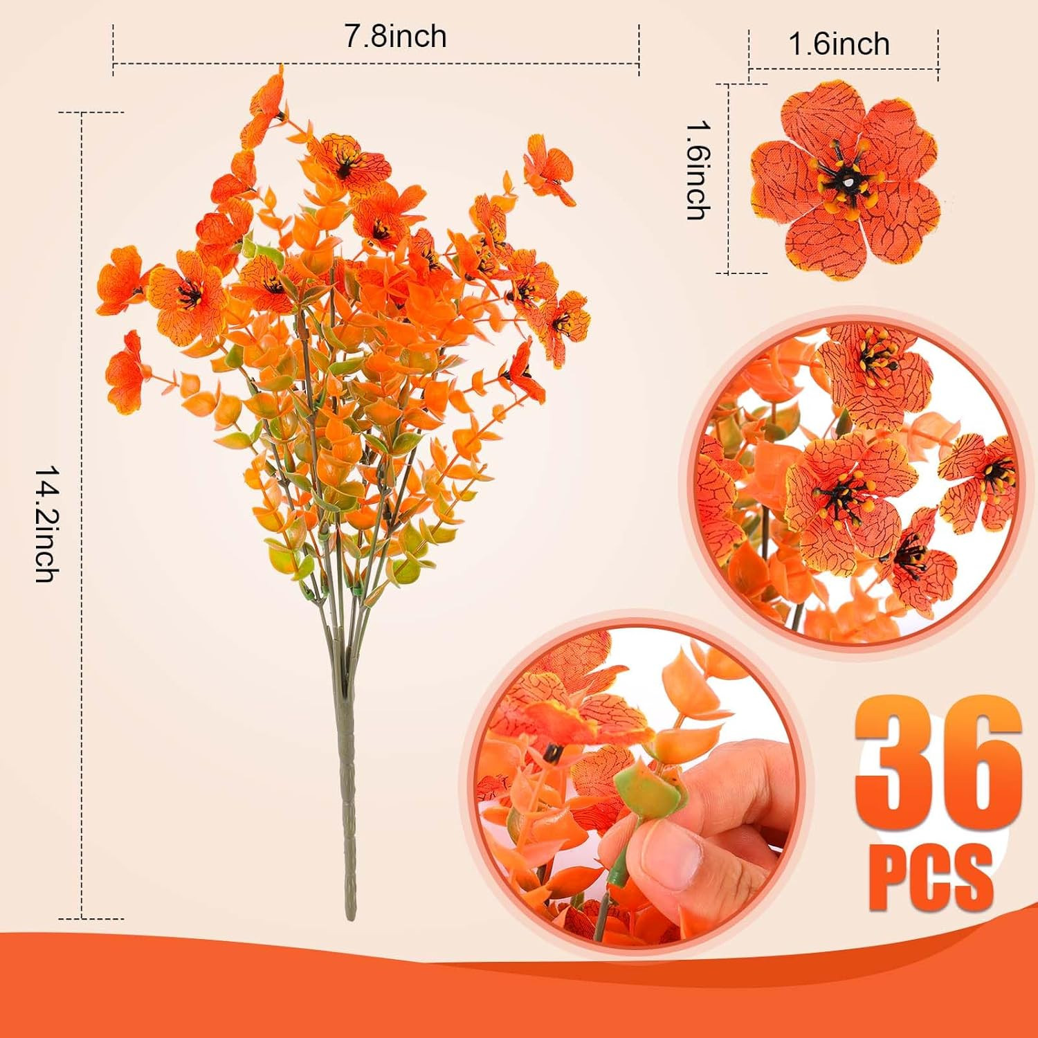 36 Pcs Artificial Mums Flowers Outdoor Plastic Fall Flowers Fake Mums Autumn Gre