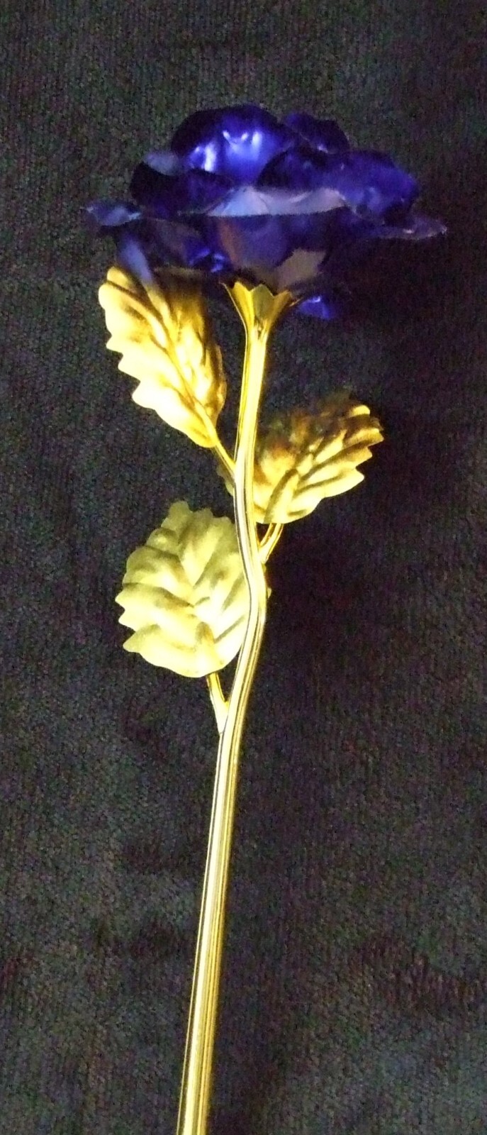 Brand New Artificial 24K Gold Blue Flower Rose (9x3inch)