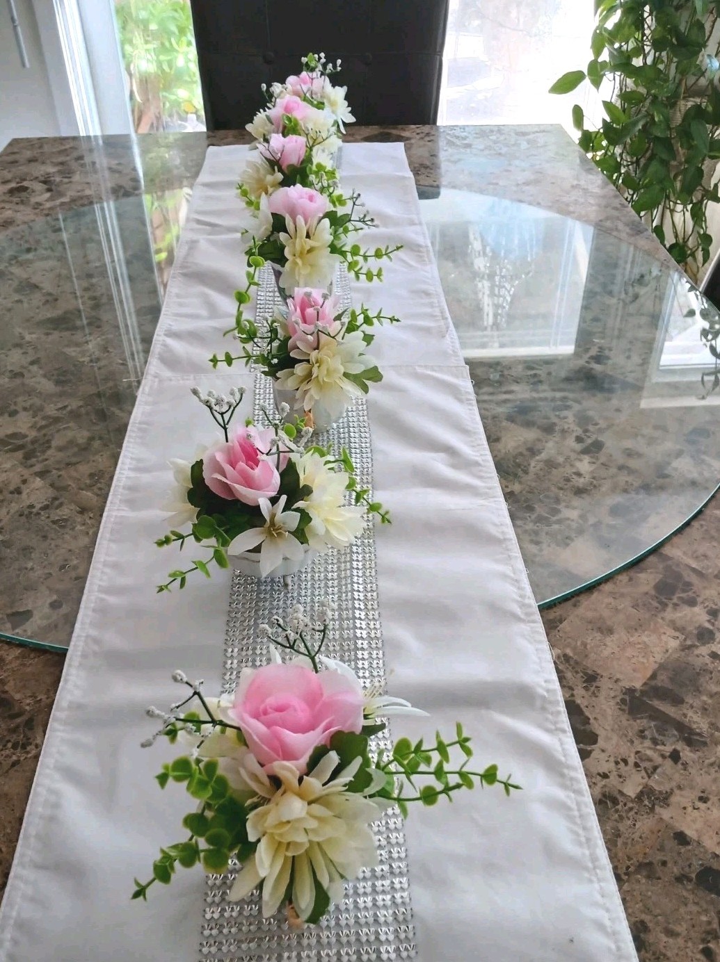Tea Party Pink Rose Chrysanthem Silk Floral Arrangement Bridal Birthday POP-IN