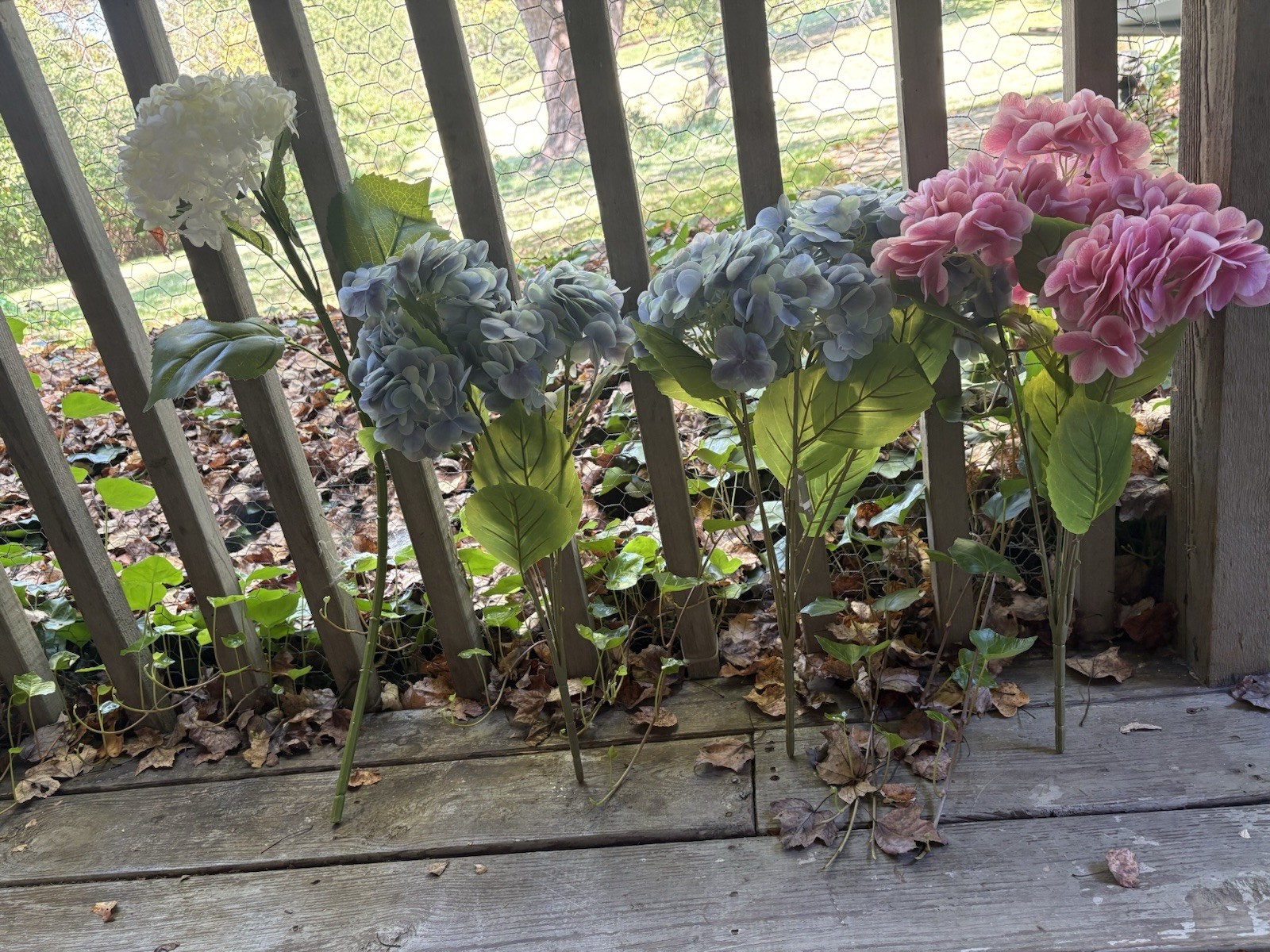 Lot Artificial Hydrangea Fake Flowers Real Touch 23” Blue Green Pink Latex Decor