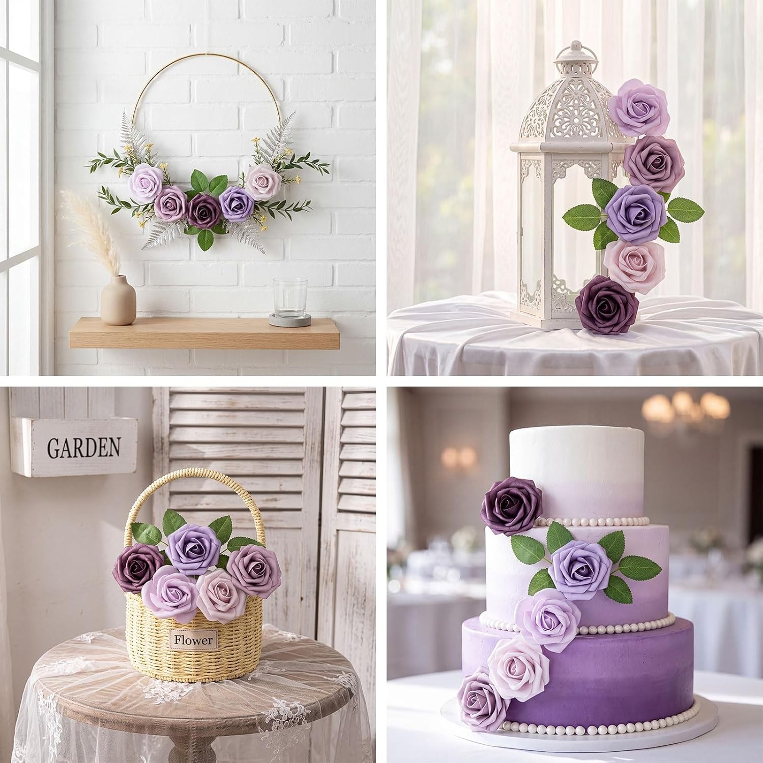 Artificial Foam Rose Flower Faux Rose Flower with Stems for DIY Wedding Bouquets