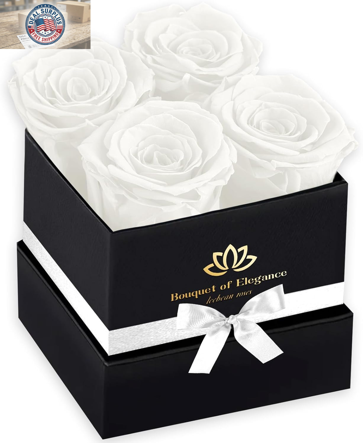 White Forever Flowers Roses in a Box,Real Preserved Flowers,Preserved Roses,Fore