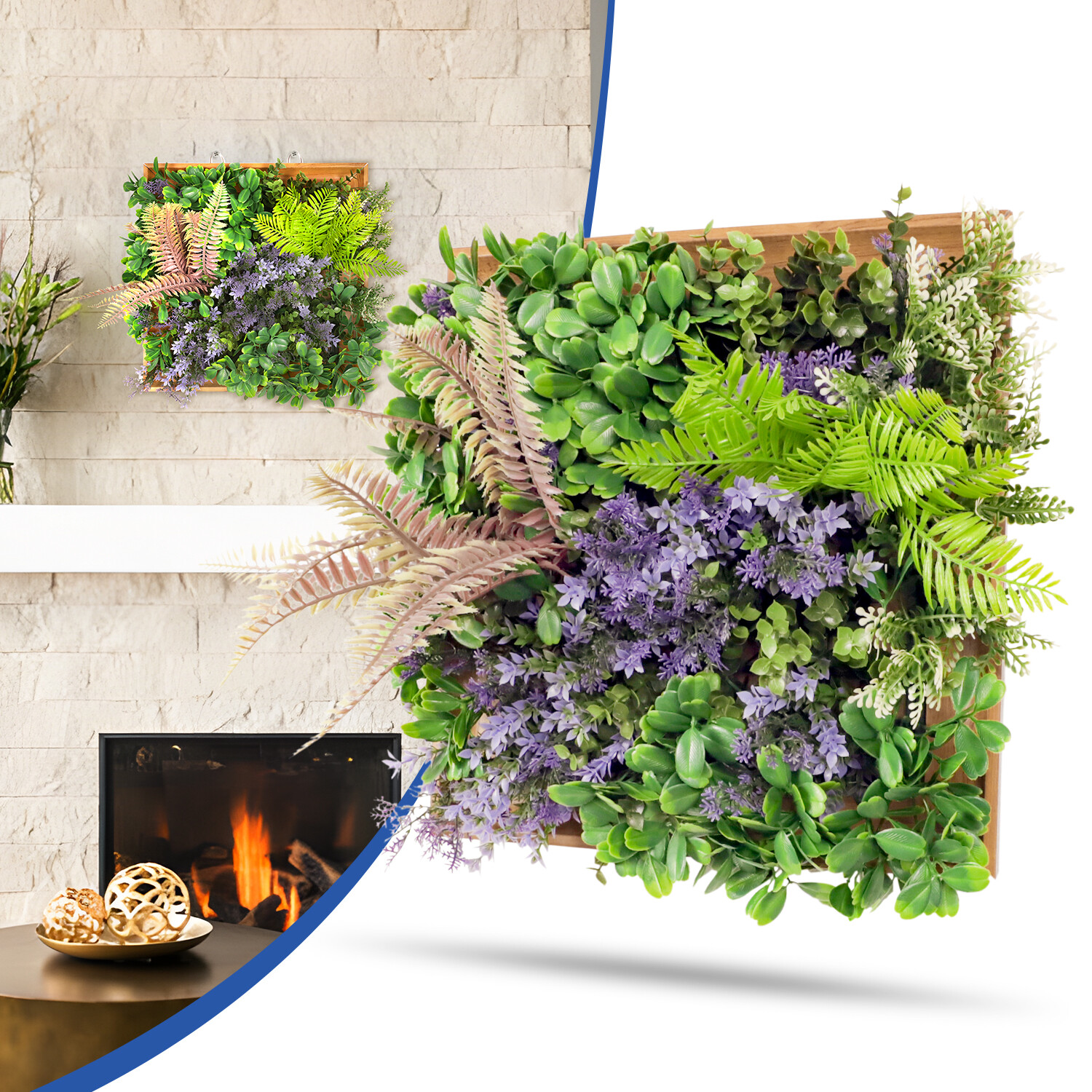 12″x12″ Artificial Grass Wall Hedge Decor Decoration With Wooden Square Frame #3