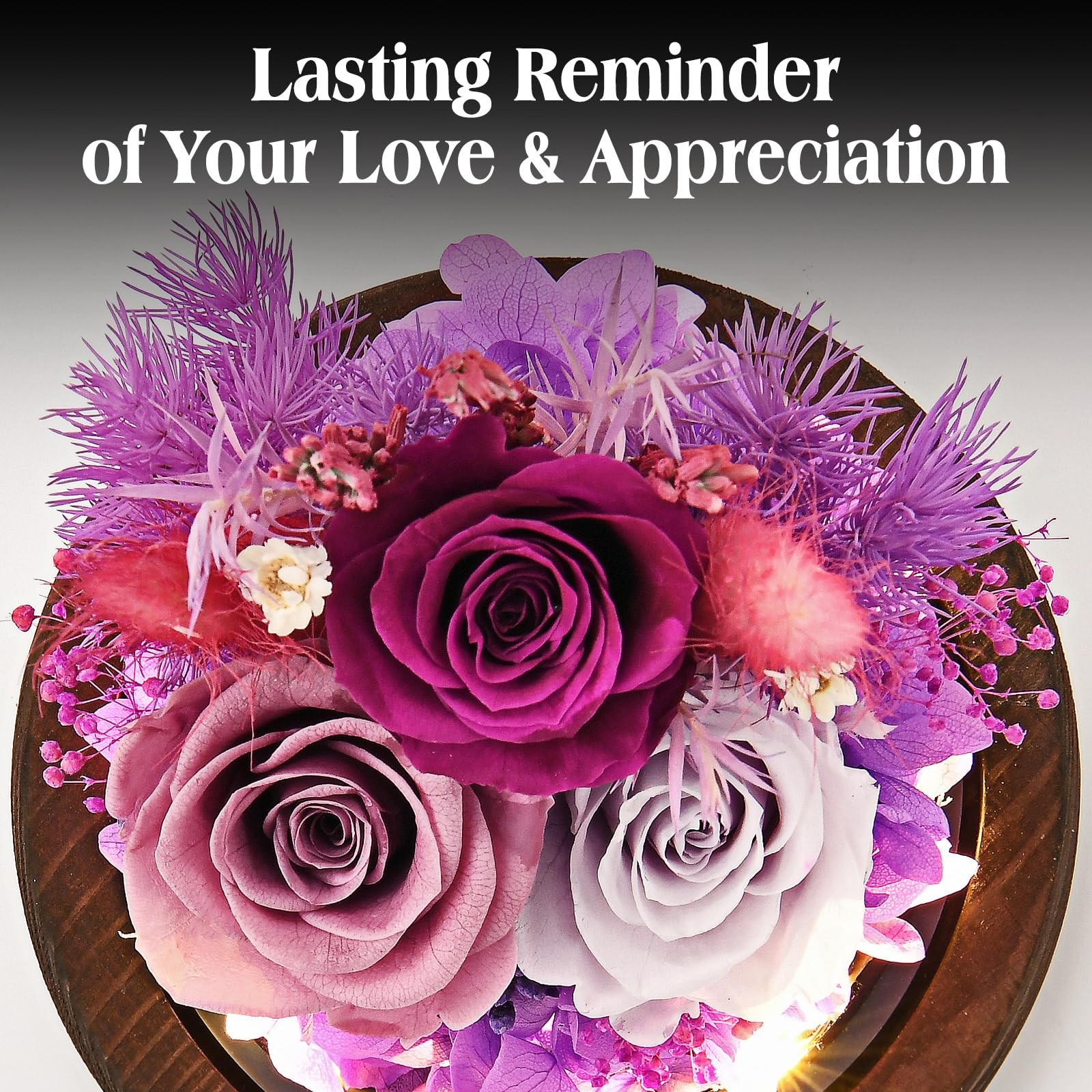 FRYMSHE Gifts for Wome, Mom, Grandma, Wife, Preserved Rose Flowers in Glass Dome