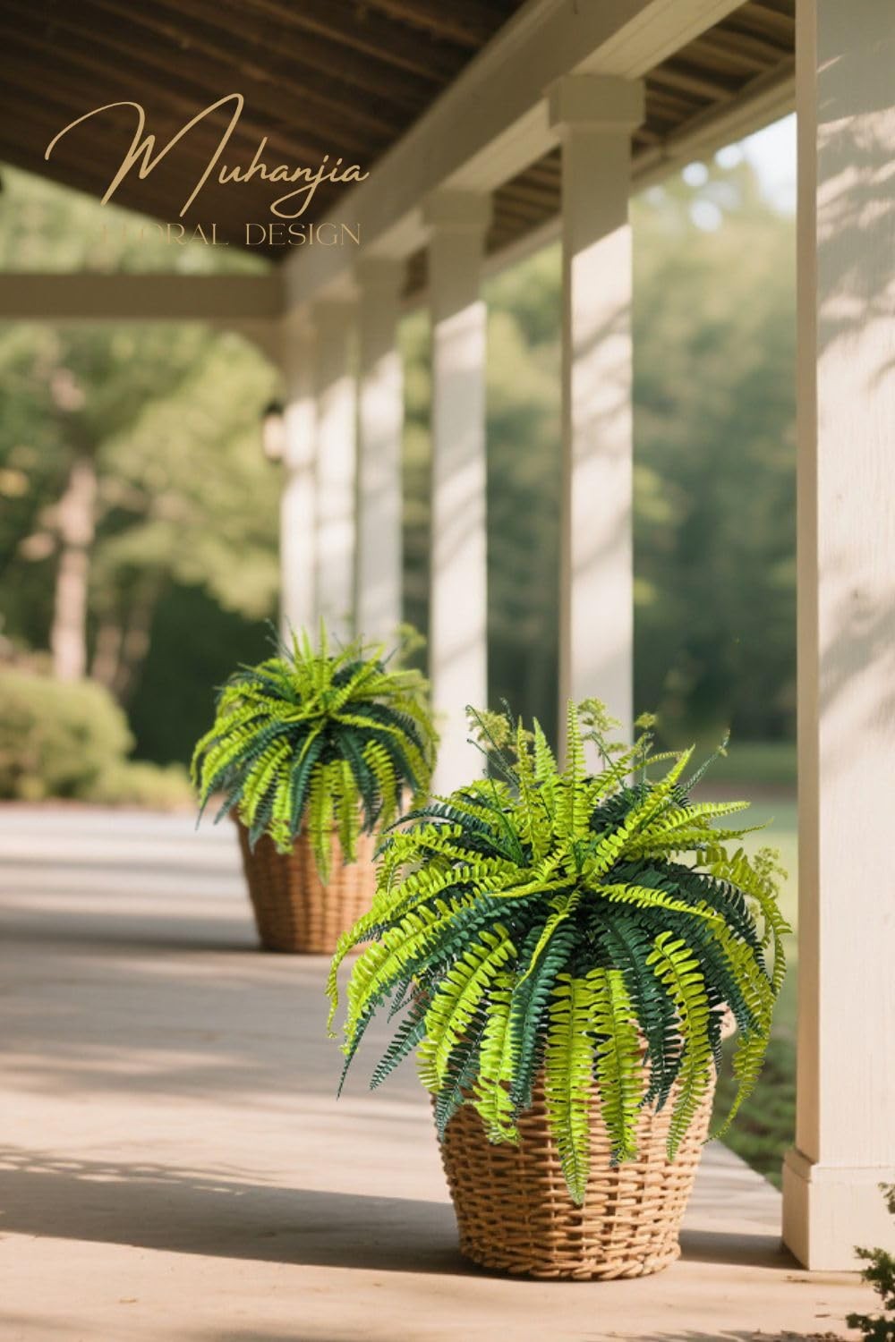 Polyester Artificial Boston Fern Bush,Set of 4,Fake Fern Hanging Plants UV Re…