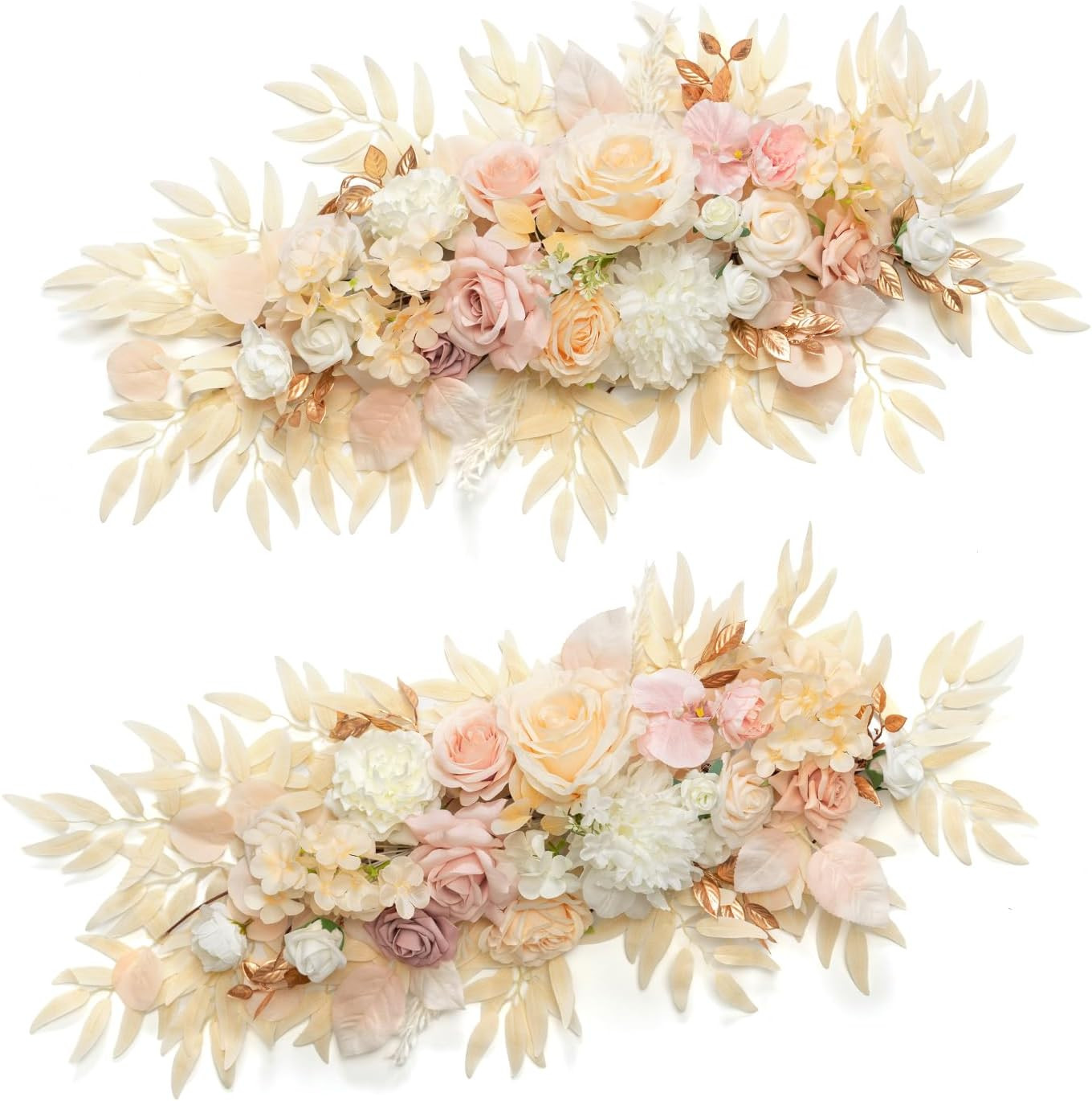 Champagne Pink Flower Garlands – 2 PCS Eucalyptus for Wedding & Home Decor