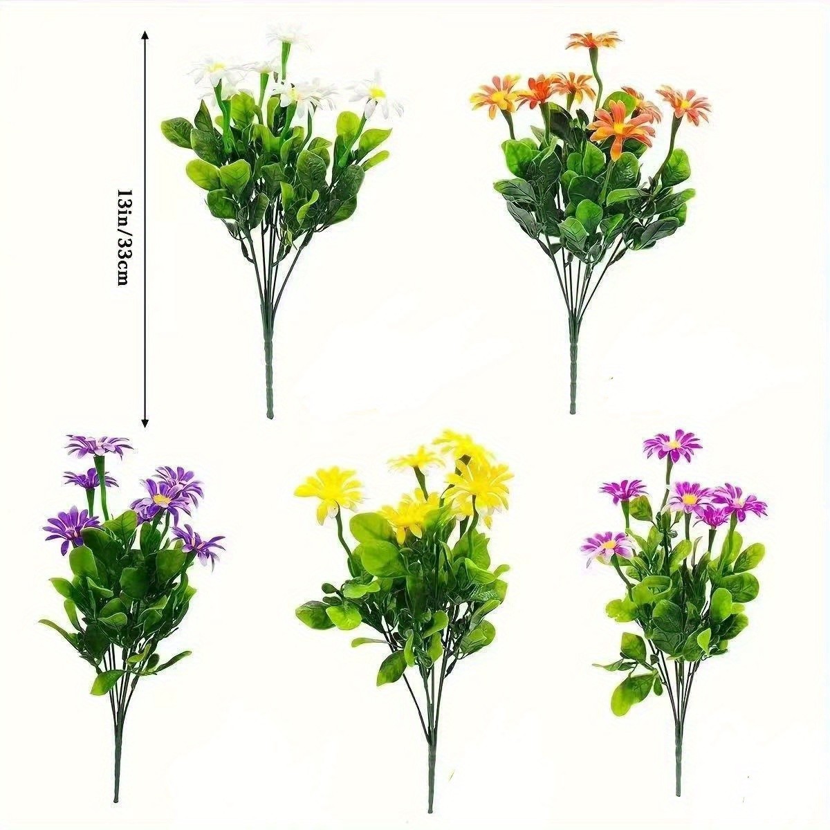 5Pcs/10Pcs Artificial Daisy Bouquet Fake Chamomile Flowers Indoor Outdoor Decor