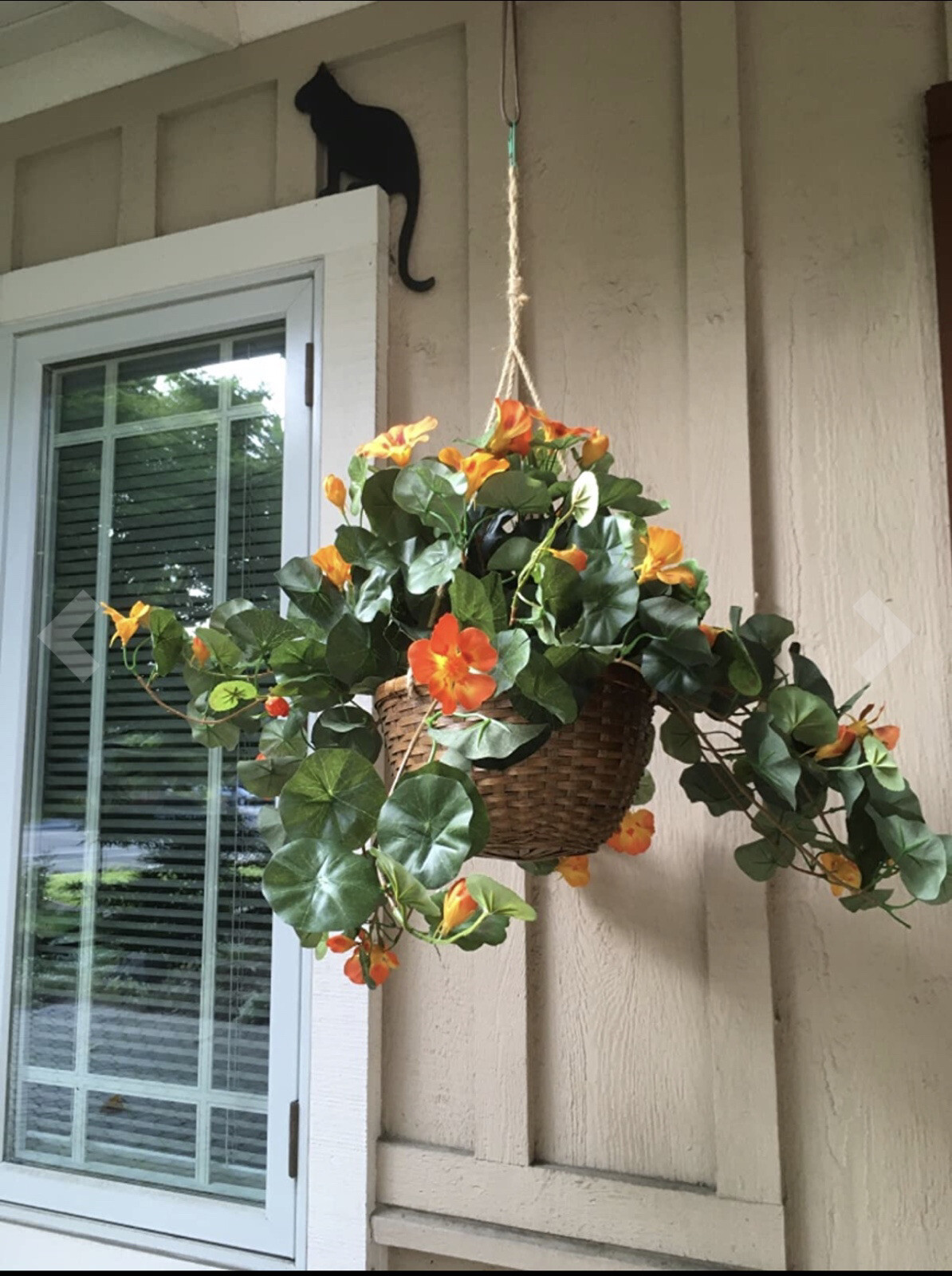 22” Nasturtium Artificial Faux Plant in Hanging Basket Home Decor. Retail $84