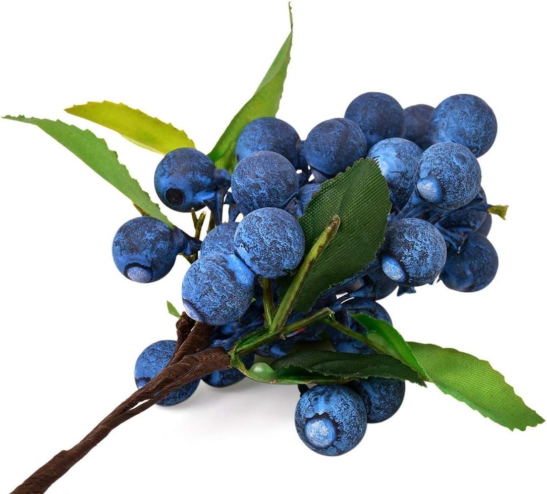 Elegant Blue Faux Fruit – Durable, Bendable Artificial Blueberries for Decor