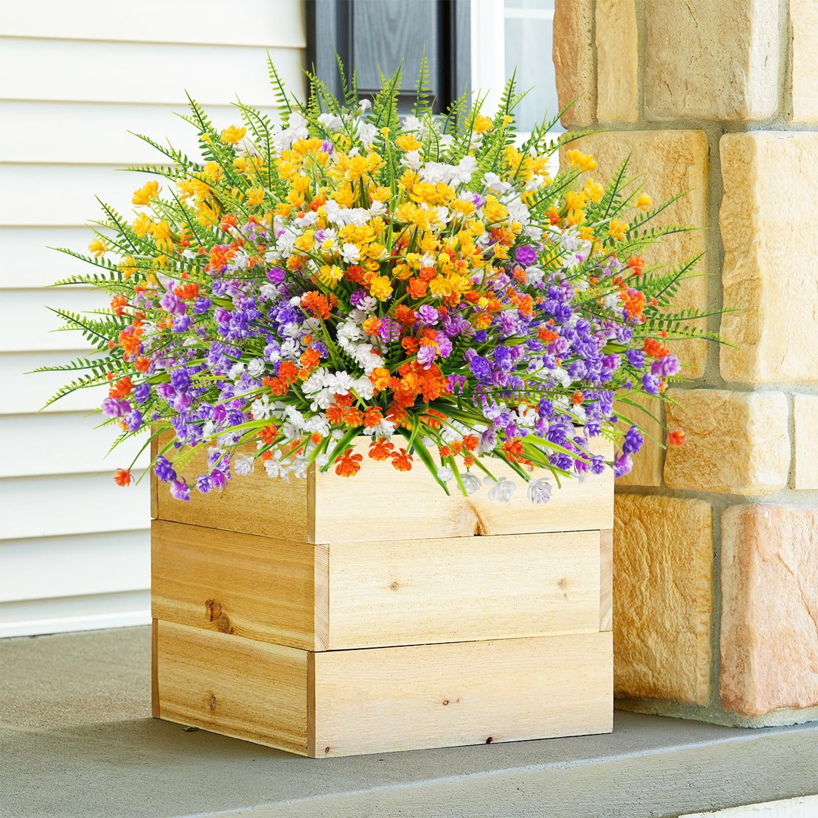 24PCS Artificial Flowers for Outdoors UV Resistant Fake Flowers with Bostern …