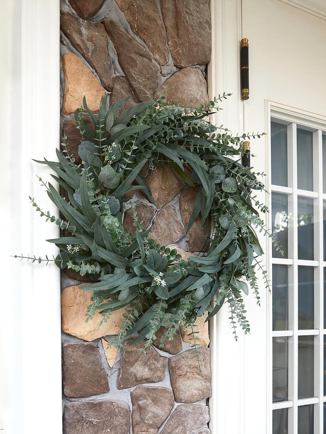 24 Inch Eucalyptus Wreath for Front Door, Large Size Artificial Greenery Willow