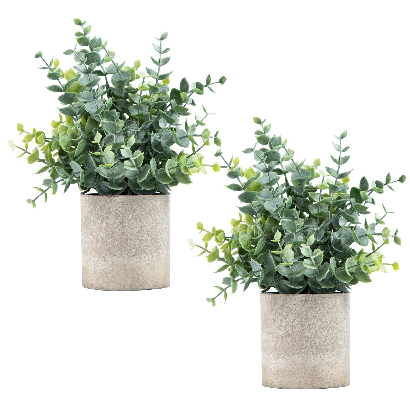 Artificial Eucalyptus Plants Small Potted Fake Office Desk Decor Set 2pk
