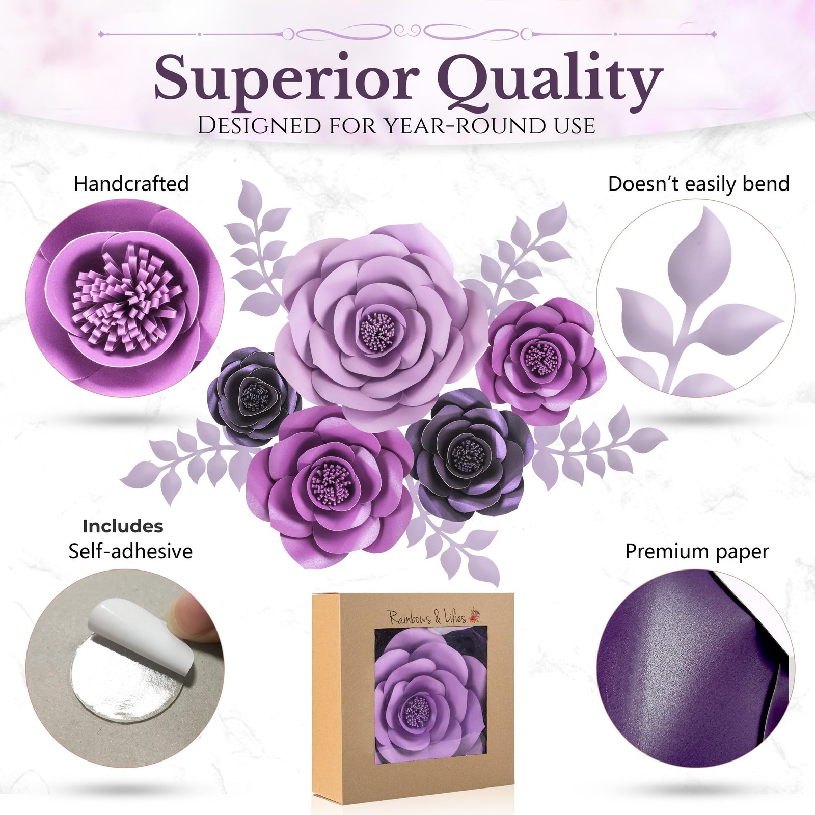 10pc Large Paper Flowers Decorations for Wall – 3D Flower Wall Backdrop for N…