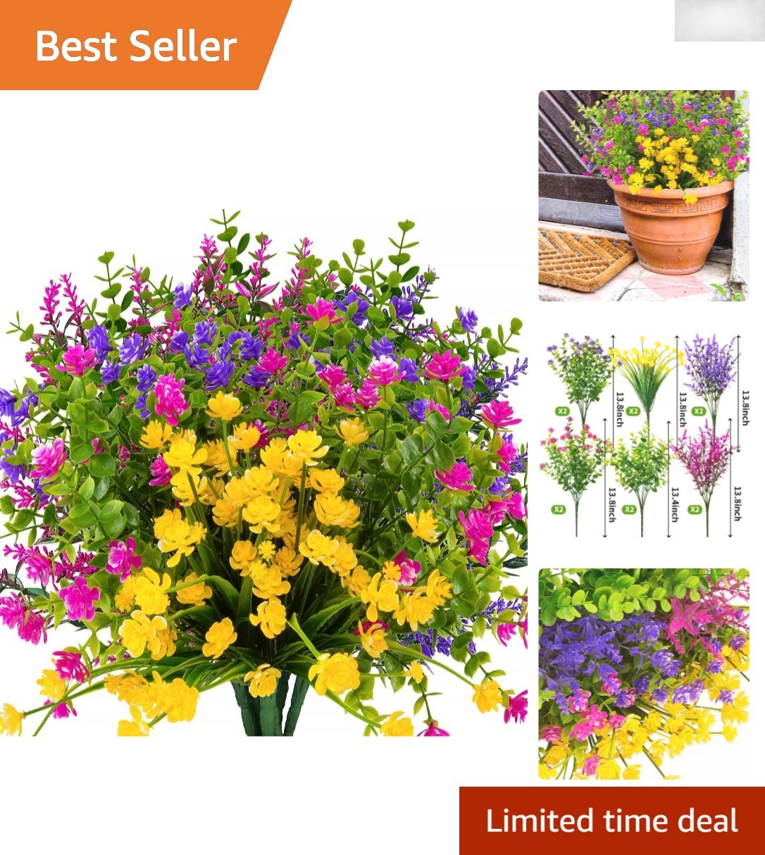 Vibrant 12 Bundle Faux Boxwood and Daffodil Plants for Indoor/Outdoor Decoration