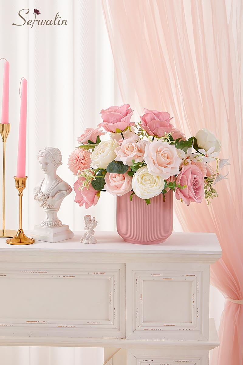 Artificial Flowers, Mixed Roses Combo, Blush Pink, White, DIY Wedding Bouquets