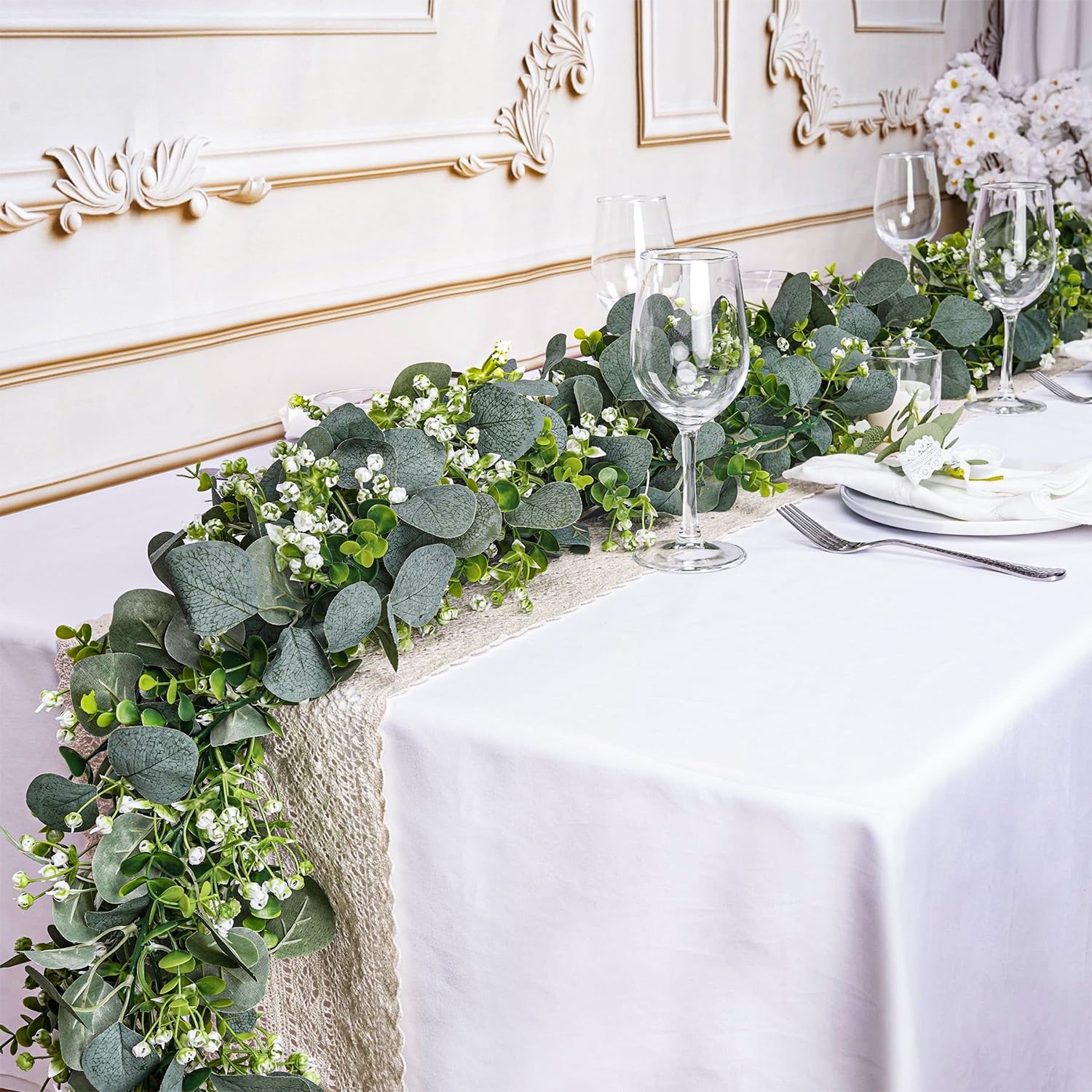 Artificial Eucalyptus Garland – Fake Greenery Vines with Realistic Leaves