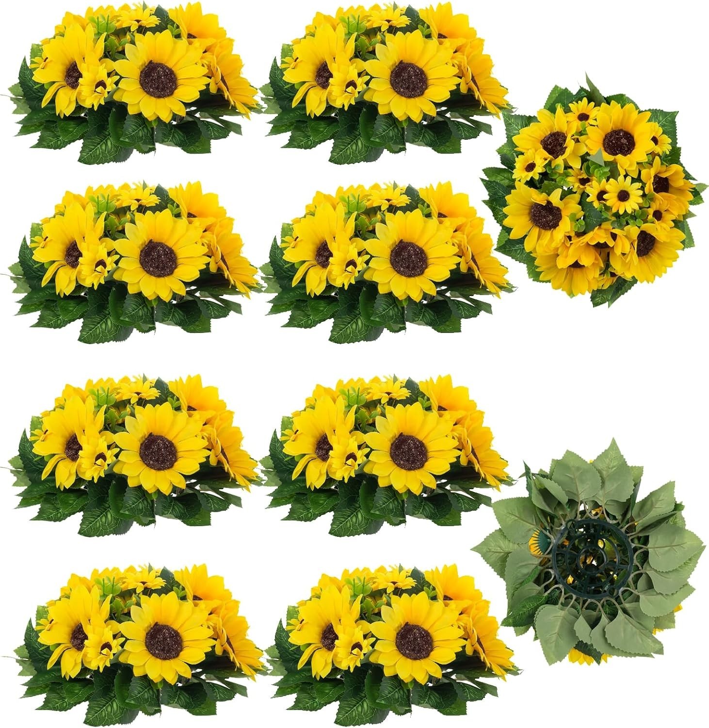 Sunflowers Artificial Flowers Ball – 10 Pcs Fake Yellow Sunflower Flowers Cen…