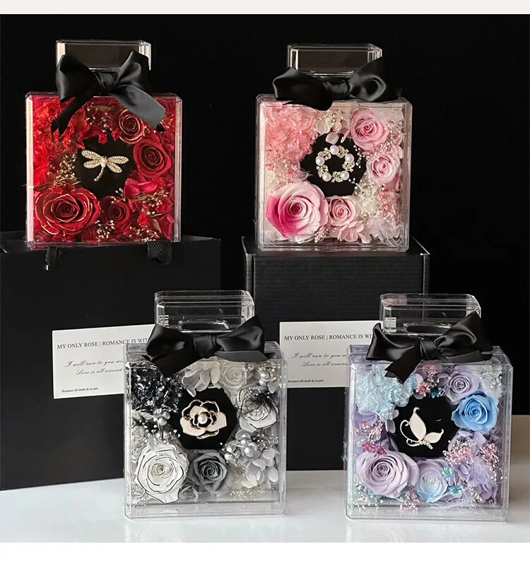 Wholesale Acrylic Roses in an Eternal Gift Box with Perfume Bottles