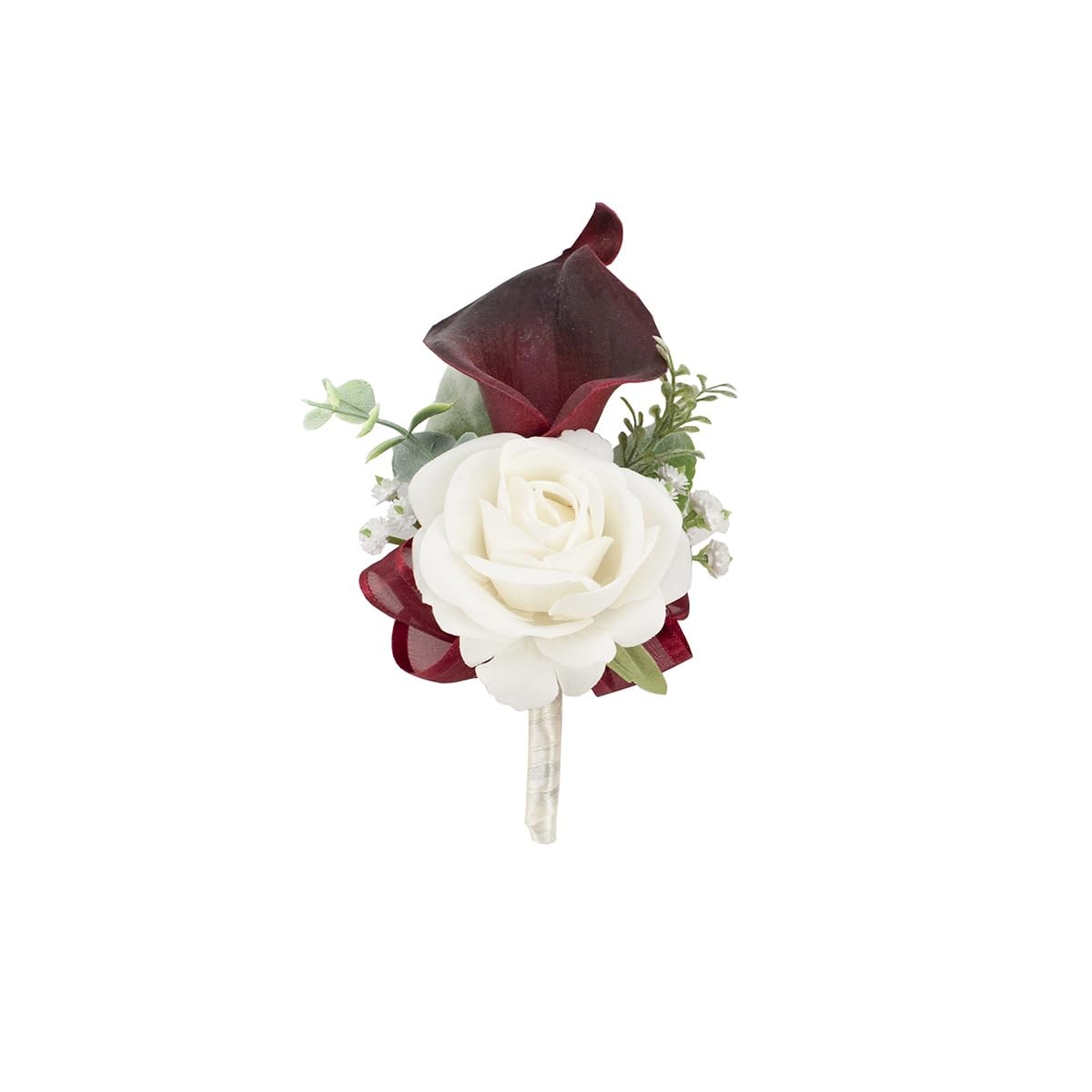 1Pc Single Burgundy Boutonnieres for Men Wedding Prom, Artificial Calla Lily …