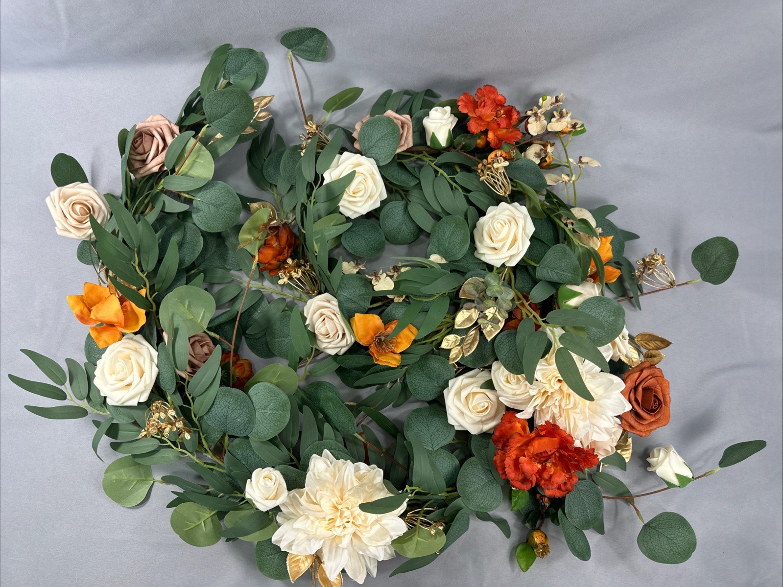 Ling’s Moment Elegant Wedding Eucalyptus Rose Flower Garland All Occasions 6FT