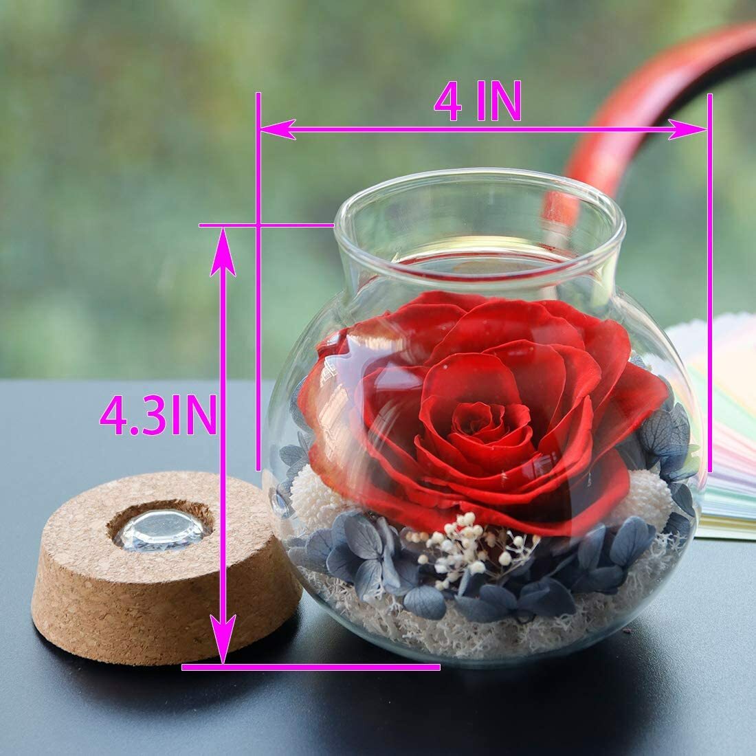 Preserved Real Roses with Colorful Mood Light Wishing Bottle Eternal Rose Gifts