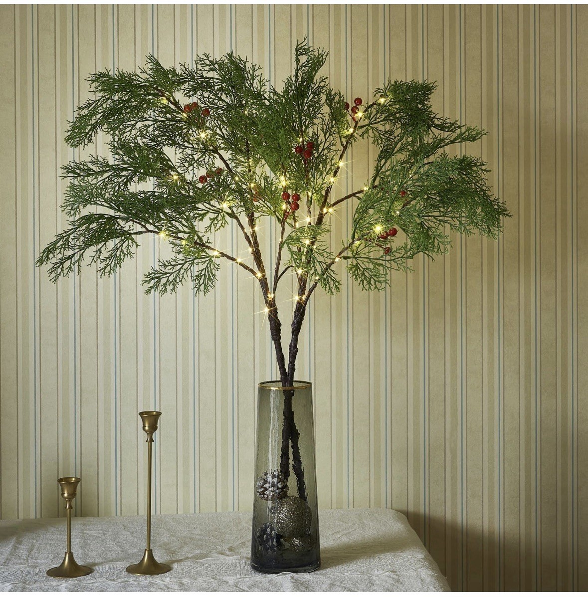 Birchlitland Lighted Brown Branches Cedar 32IN 60 LED with Timer NEW!