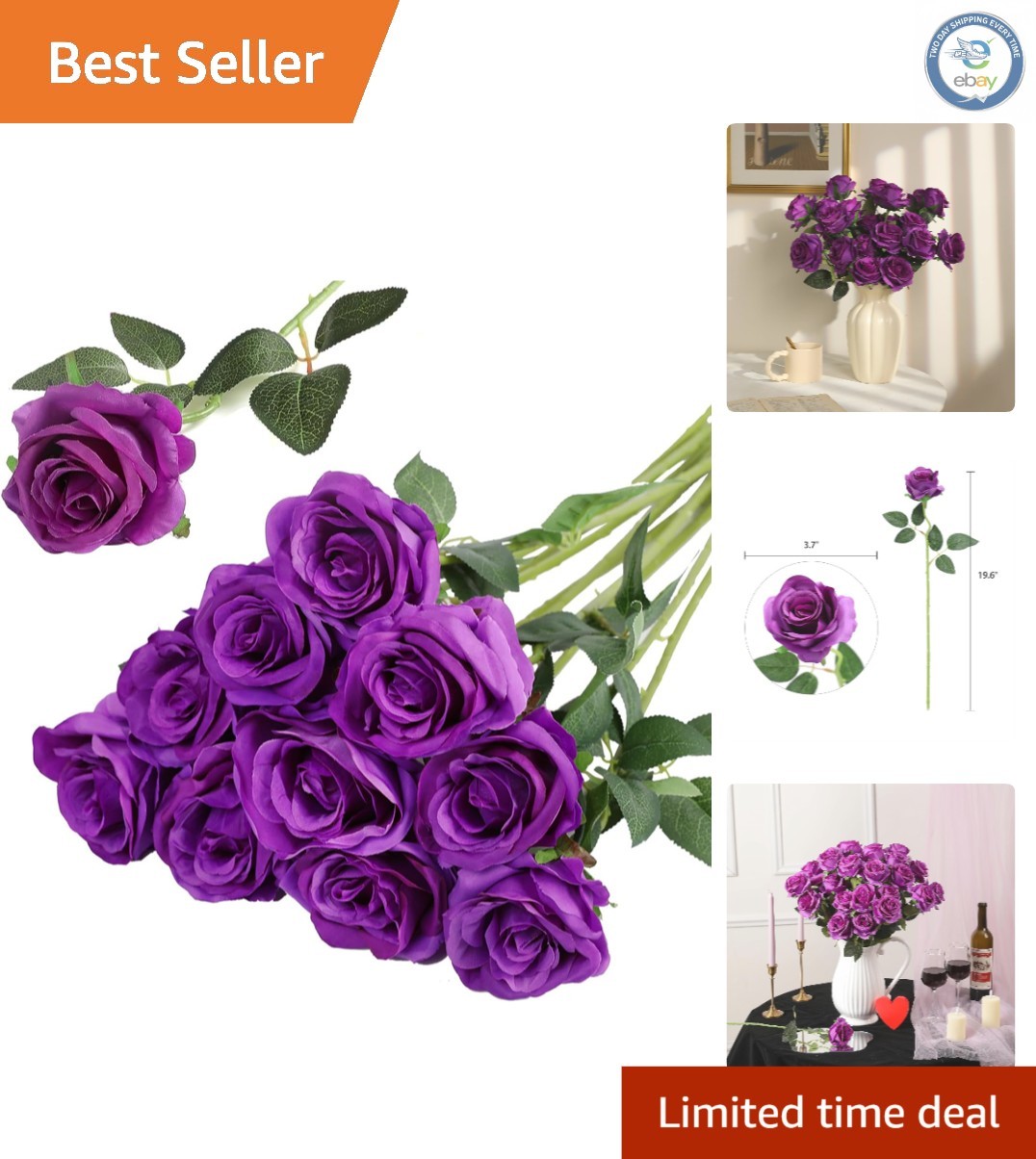 Lifelike Purple Silk Roses – 10pcs Bouquet for Eco-Friendly Celebrations