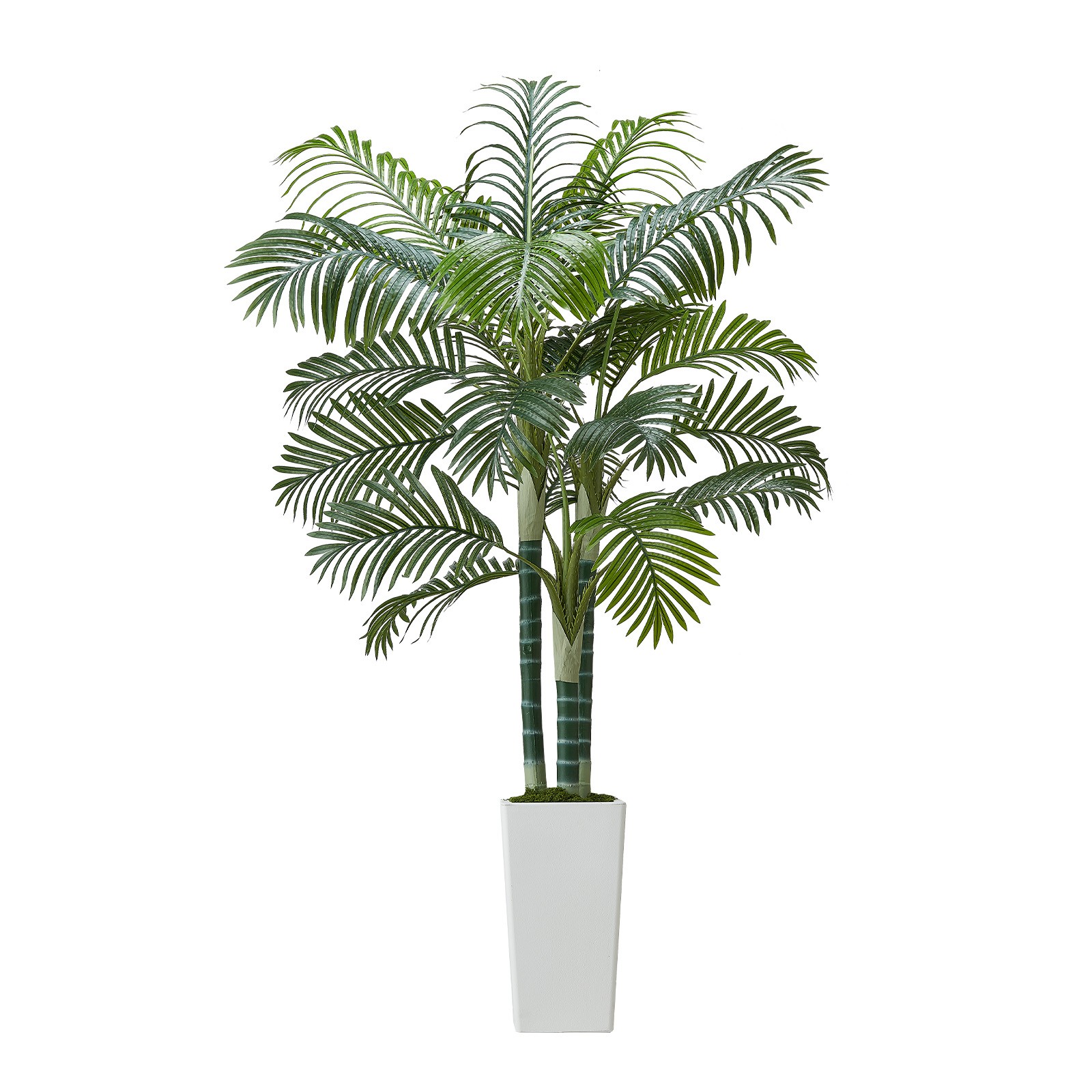 VEVOR 6ft Artificial Areca Palm Tree Fake Plant with White Planter Indoor